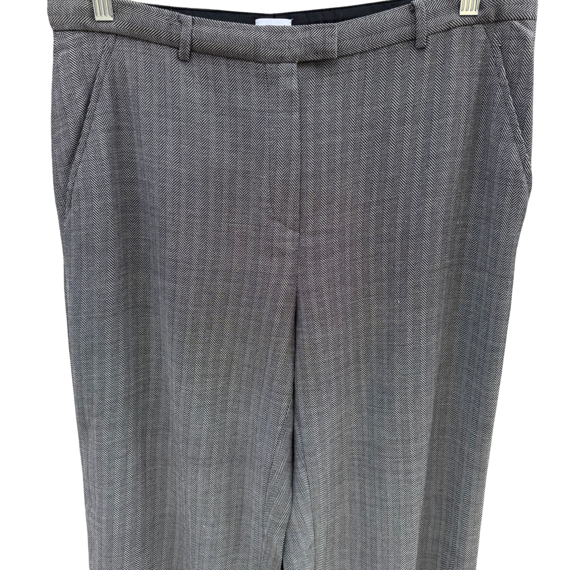 Armani Collezioni Vintage Womens Herringbone Italian Wool Dress Pants Gray 14