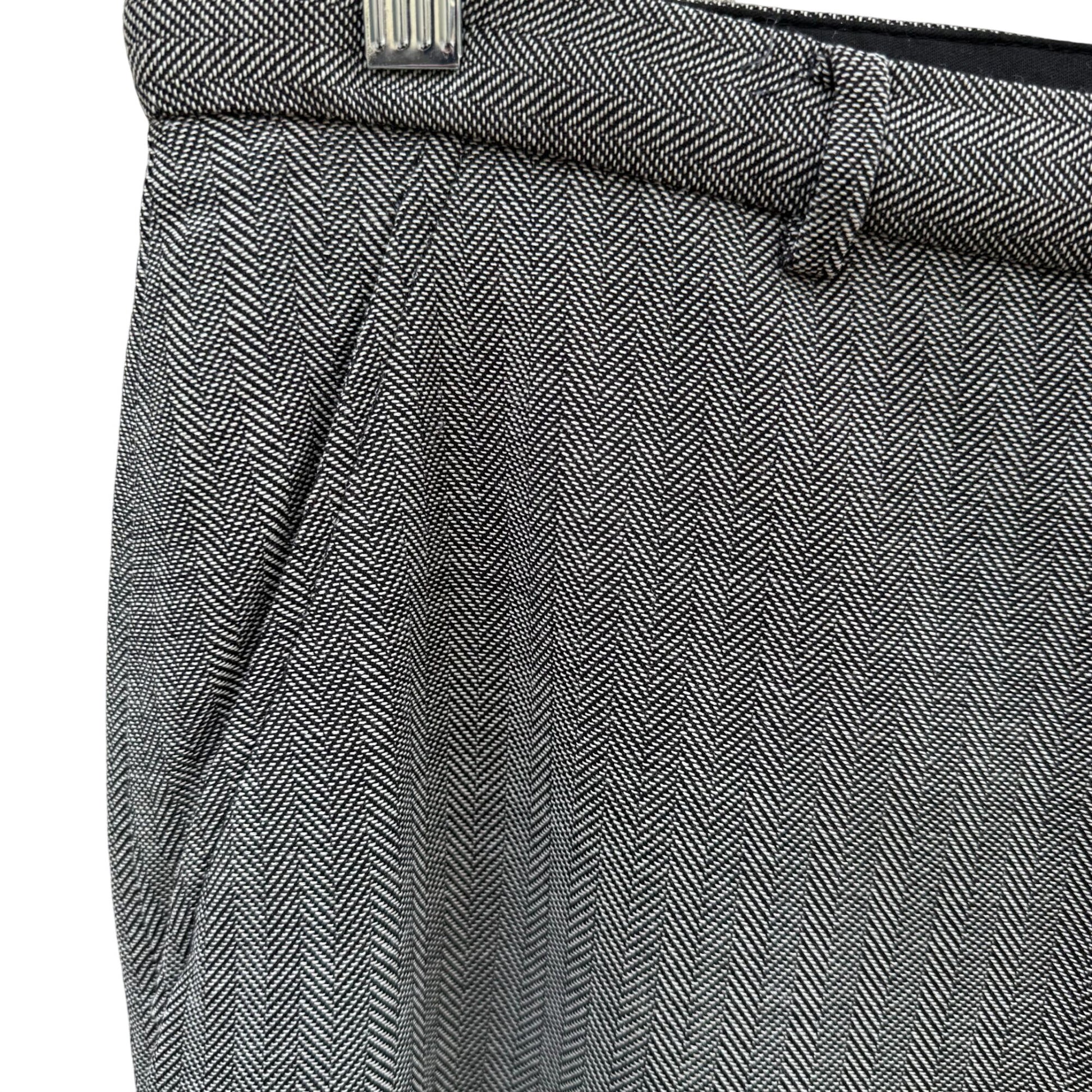 Armani Collezioni Vintage Womens Herringbone Italian Wool Dress Pants Gray 14