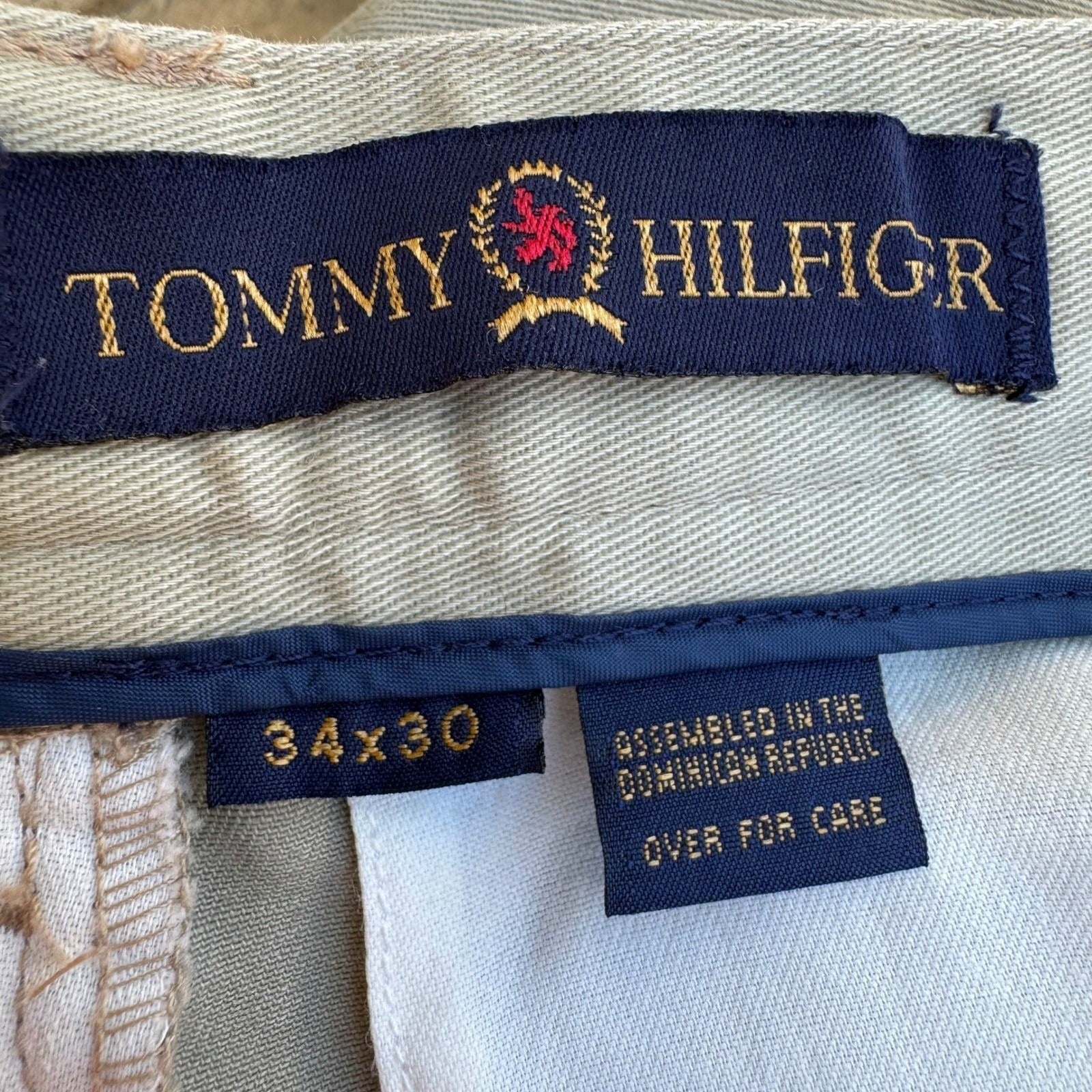 Tommy Hilfiger Vintage 90s Preppy Pleated Old Money Chino Pants Khaki Mens 34x30