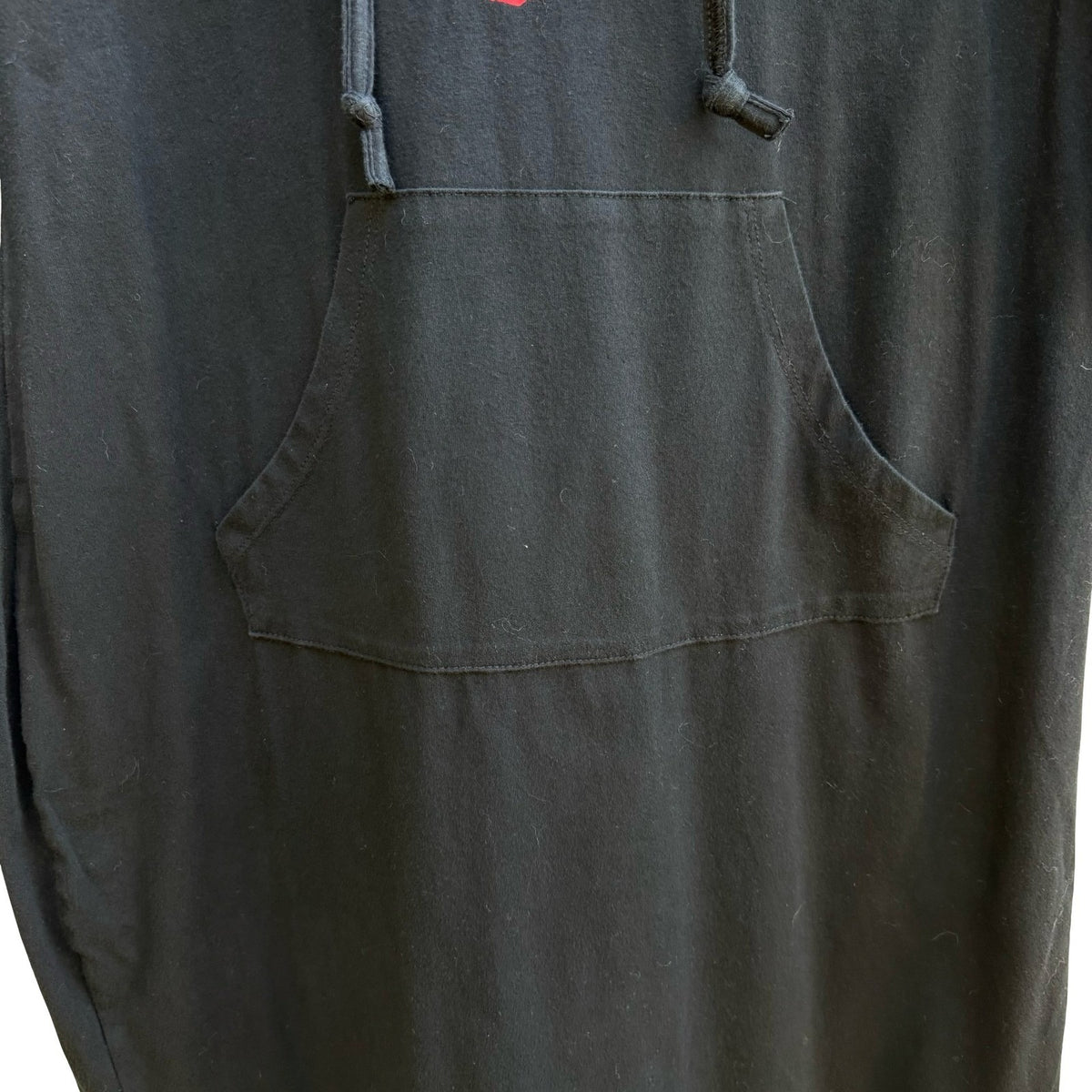 Missky Y2K Red Lips Edgy Rocker Grunge Alt Graphic Hooded Shirt Dress Black L