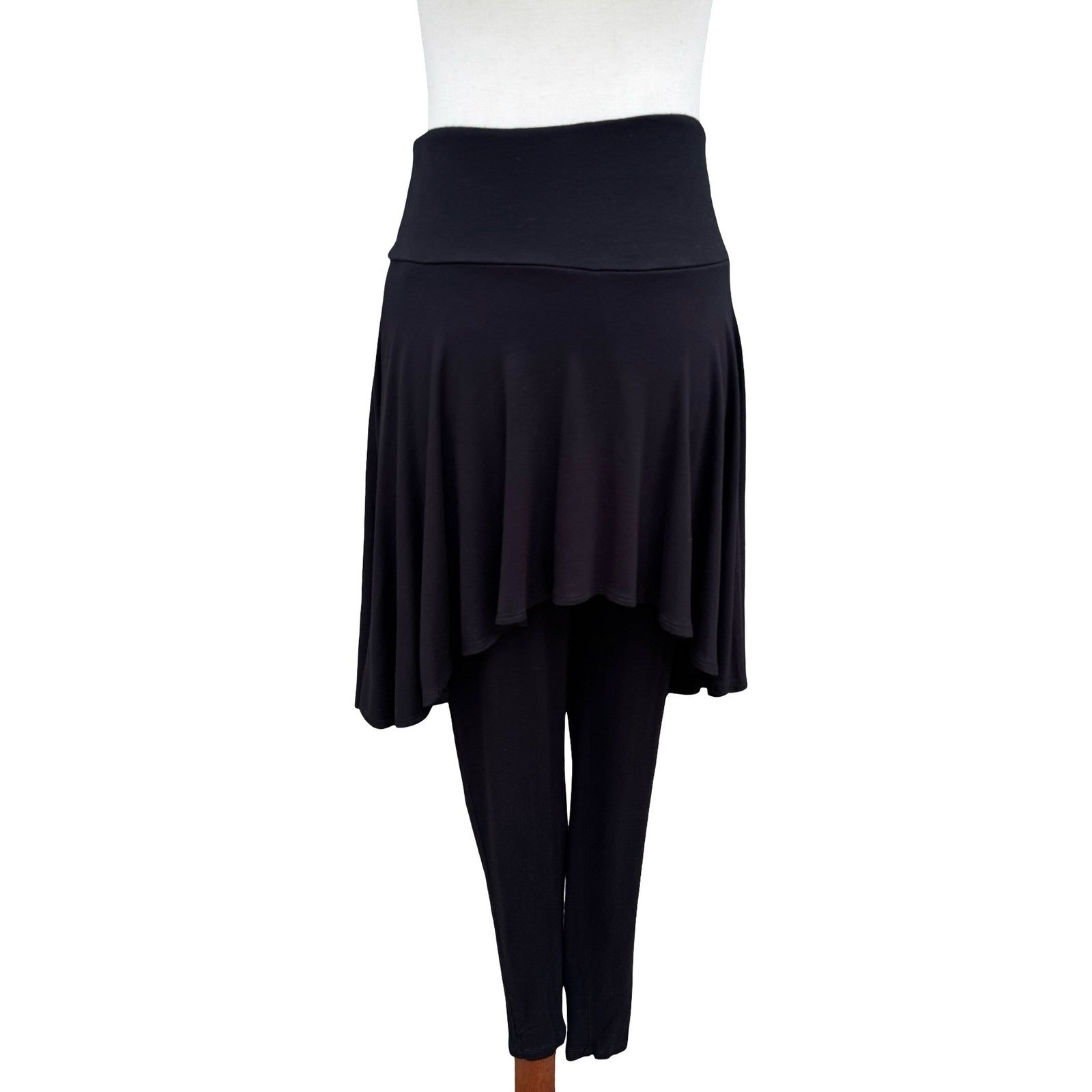 The Pyramid Collection Vintage 80s Black Skirted Leggings High Low Flare Skirt M