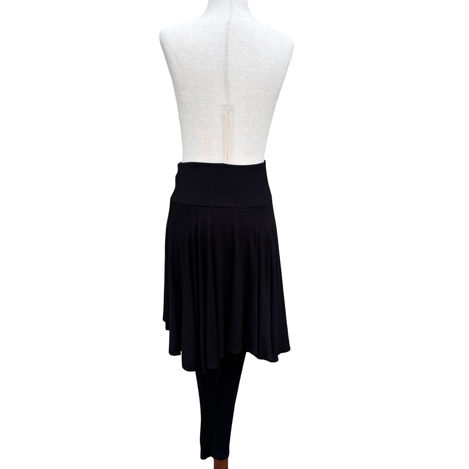 The Pyramid Collection Vintage 80s Black Skirted Leggings High Low Flare Skirt M