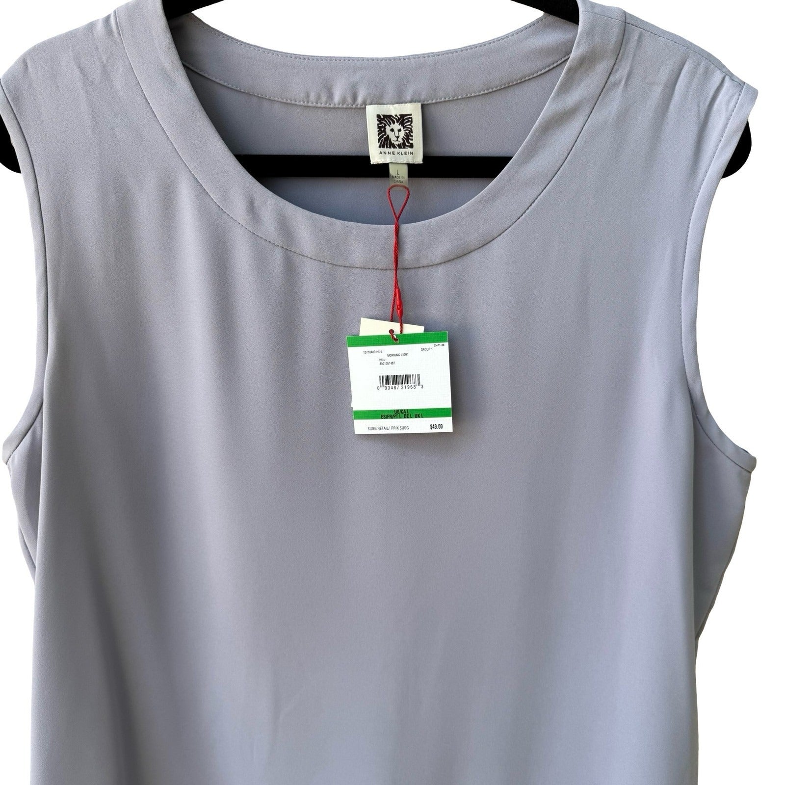 Anne Klein Pastel Purple Minimalist Workwear Sleeveless Shell Blouse Top L NEW