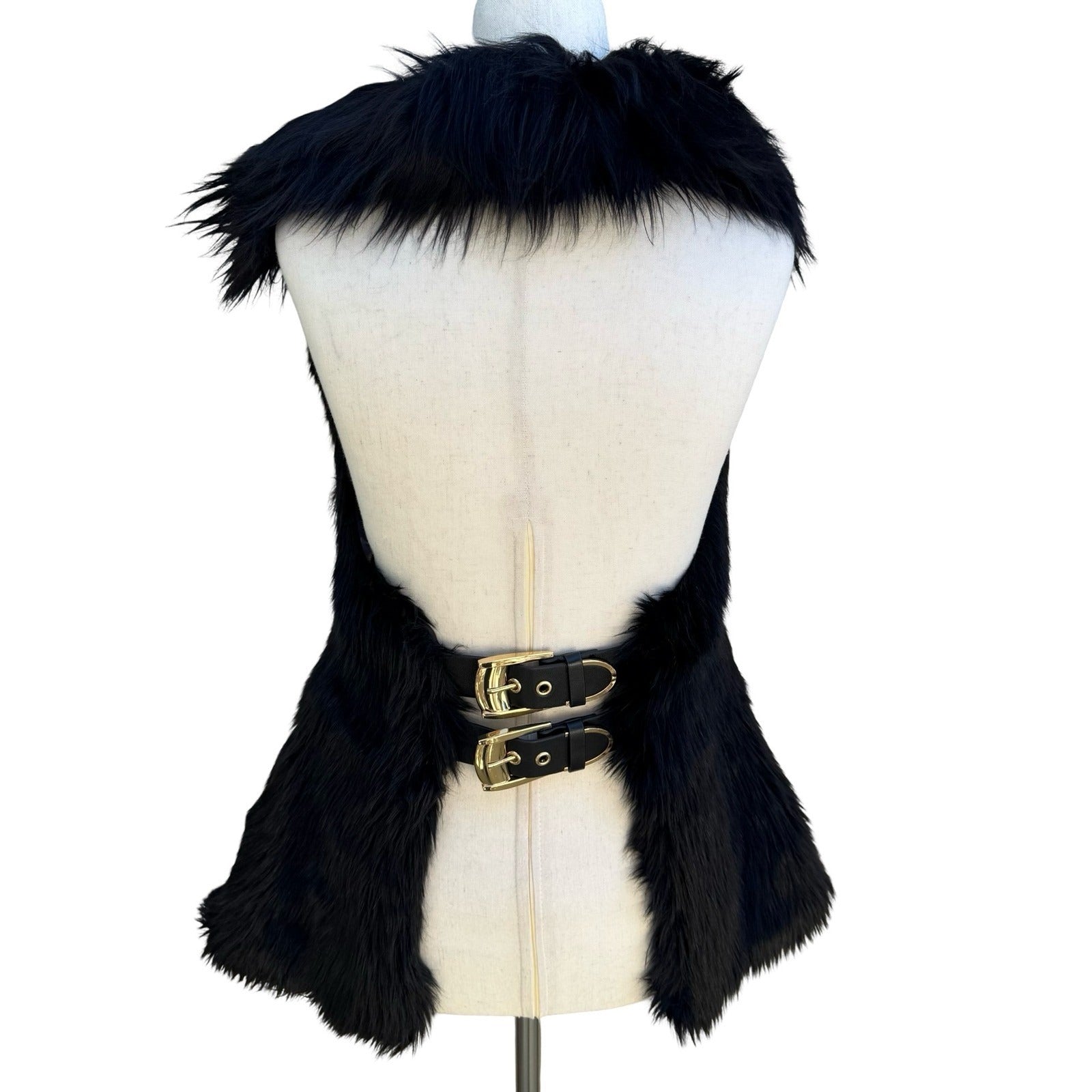 Versace for H&M Glam Faux Fur Vest Double Buckle Leather Straps Hanger Dustbag 6