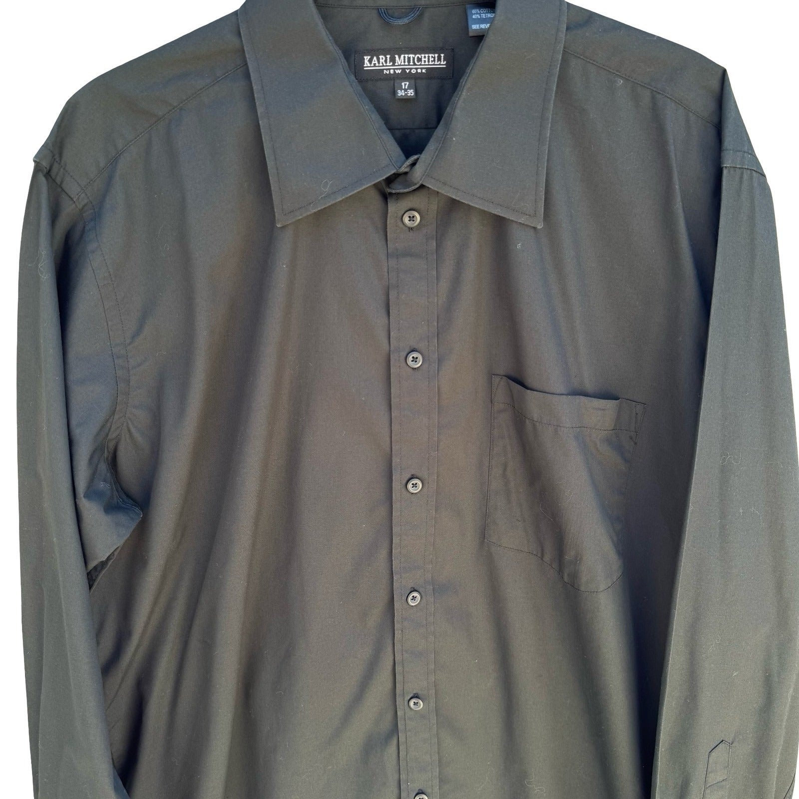 Karl Mitchell New York Minimalist Dress Shirt Black Professional Mens 17 34-35