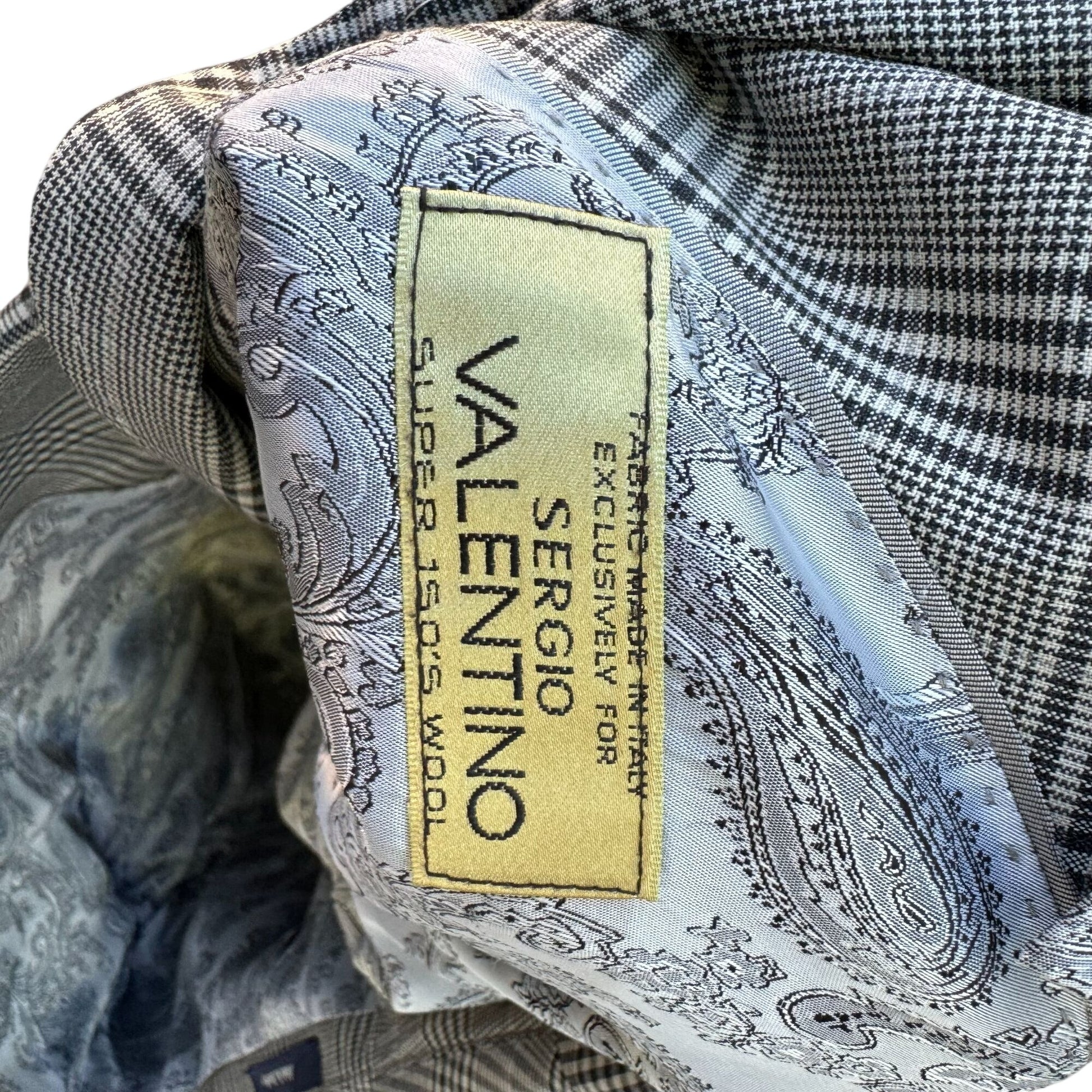 Sergio Valentino Mens Gray Wool Checkered Single Breasted Blazer Vest Set 44L