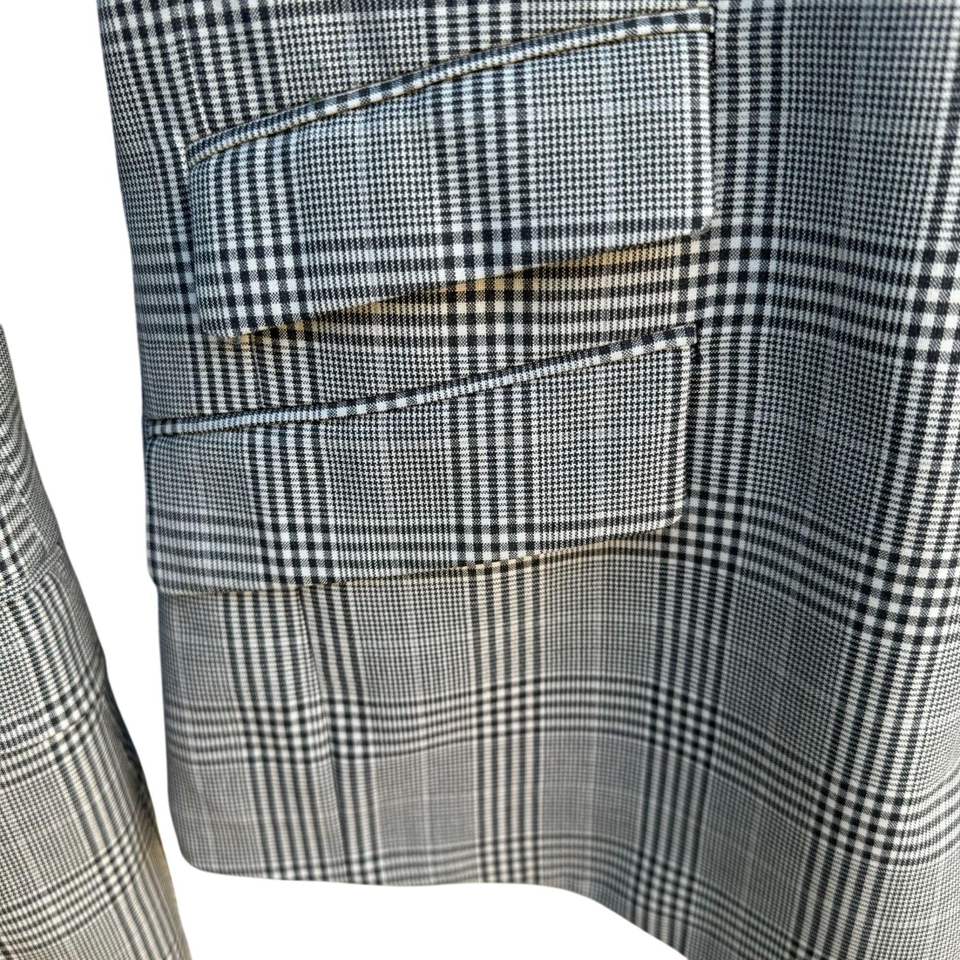 Sergio Valentino Mens Gray Wool Checkered Single Breasted Blazer Vest Set 44L