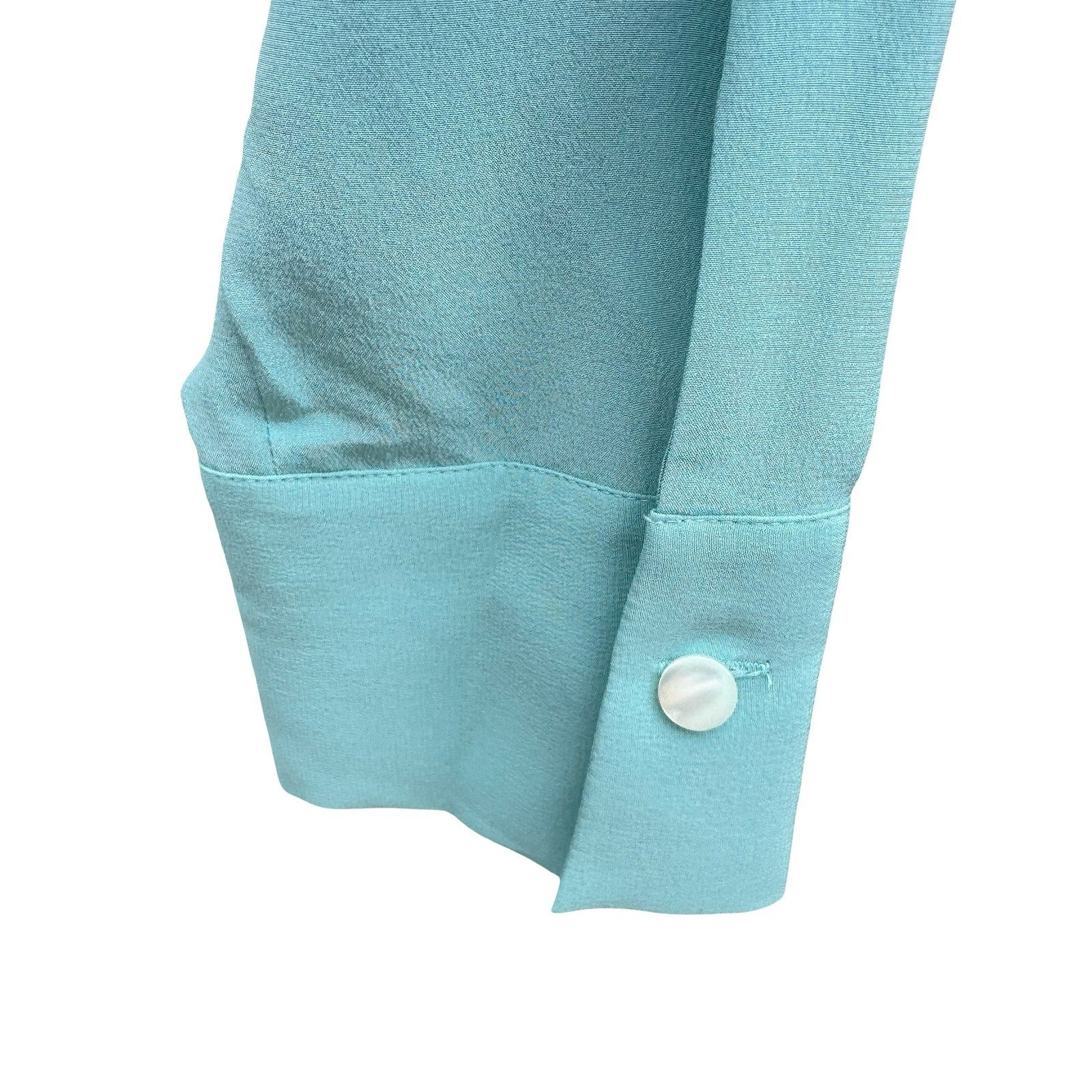 Randolph Duke The Look Aqua Blue 100% Silk Wrap Blouse HA2100 Womens Size 6 NWT