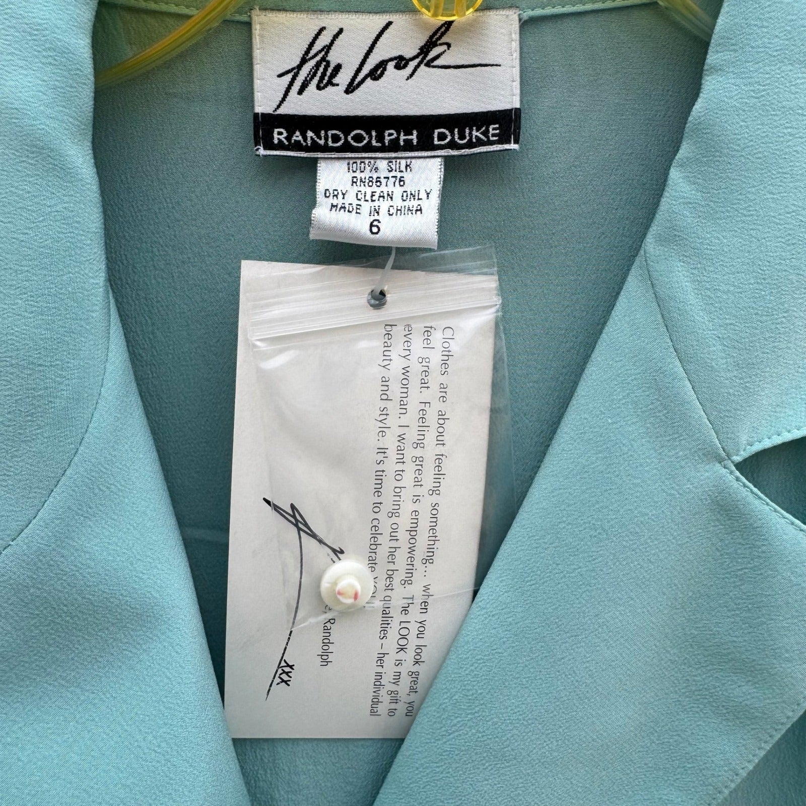Randolph Duke The Look Aqua Blue 100% Silk Wrap Blouse HA2100 Womens Size 6 NWT
