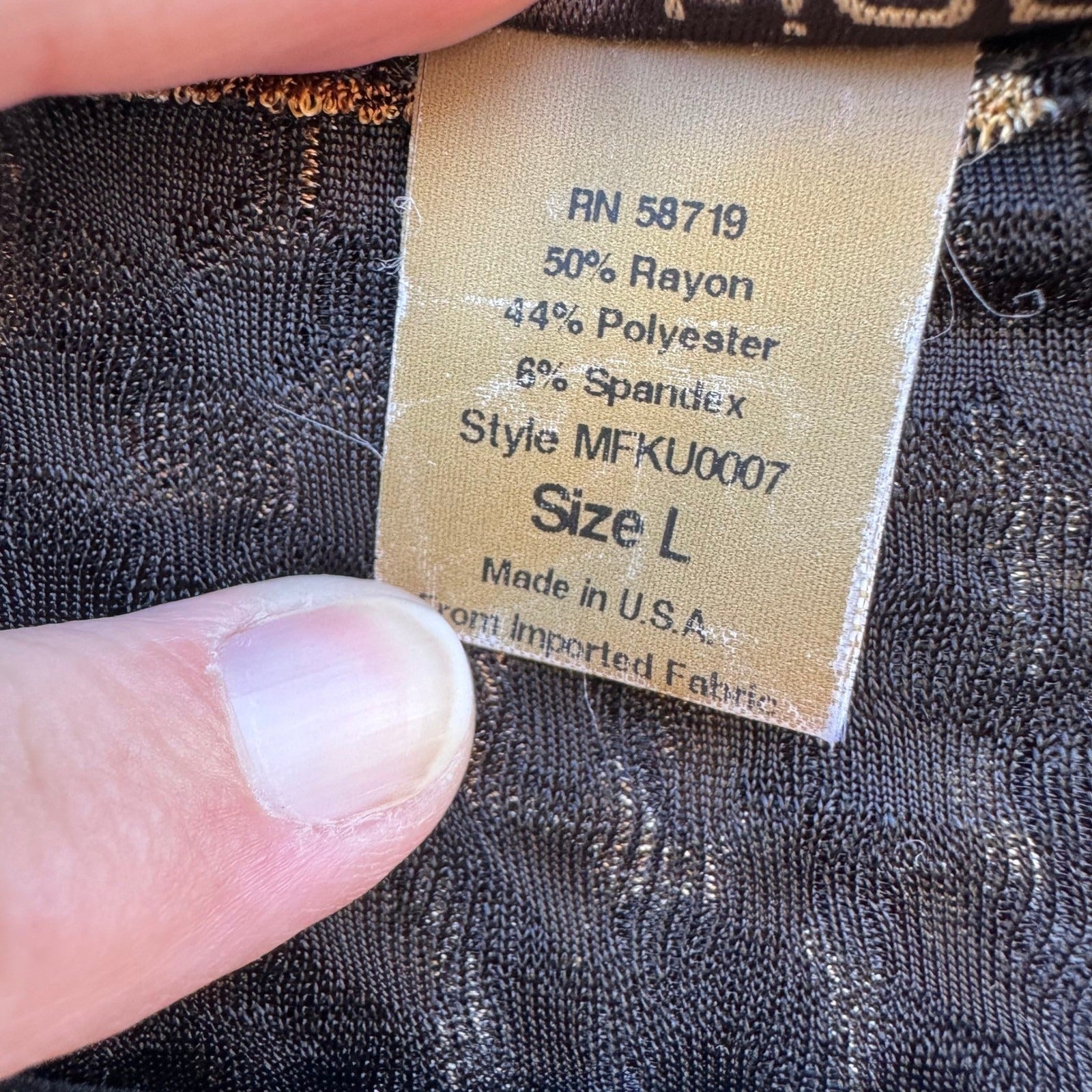 Notations Y2K Mob Wife Animal Print Blouse Metallic Gold Leopard Tiger Womens L