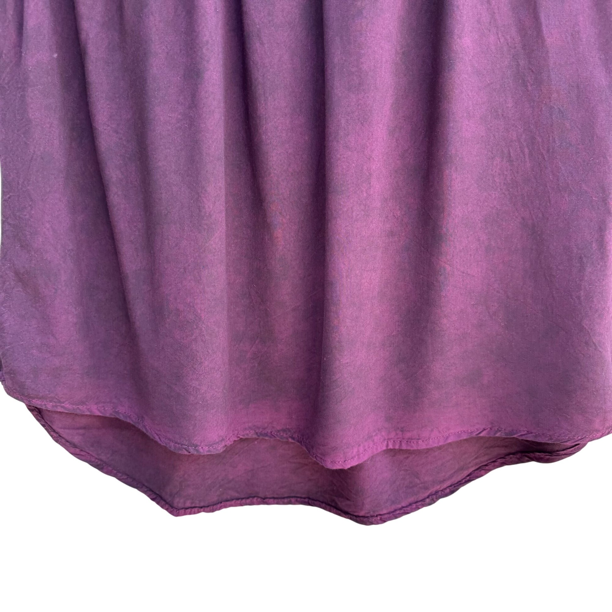 Sheryl Crow Purple Boho Lace Embroidered Detail Short Sleeve Button Back Top S