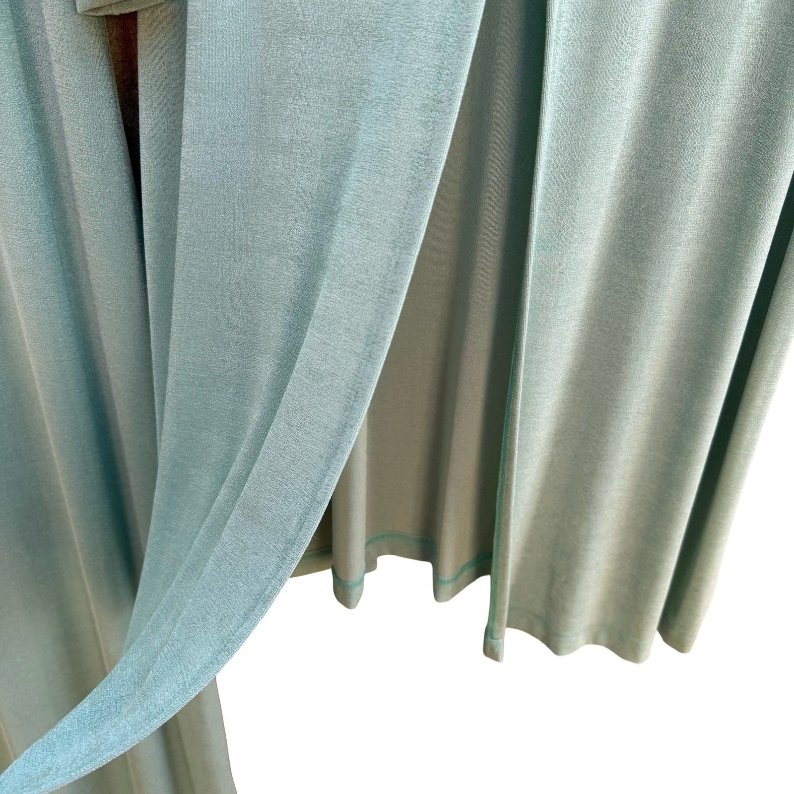 Carolyn Strauss Collection Minimalist Sage Green Shimmer Maxi Dress Vest Set L