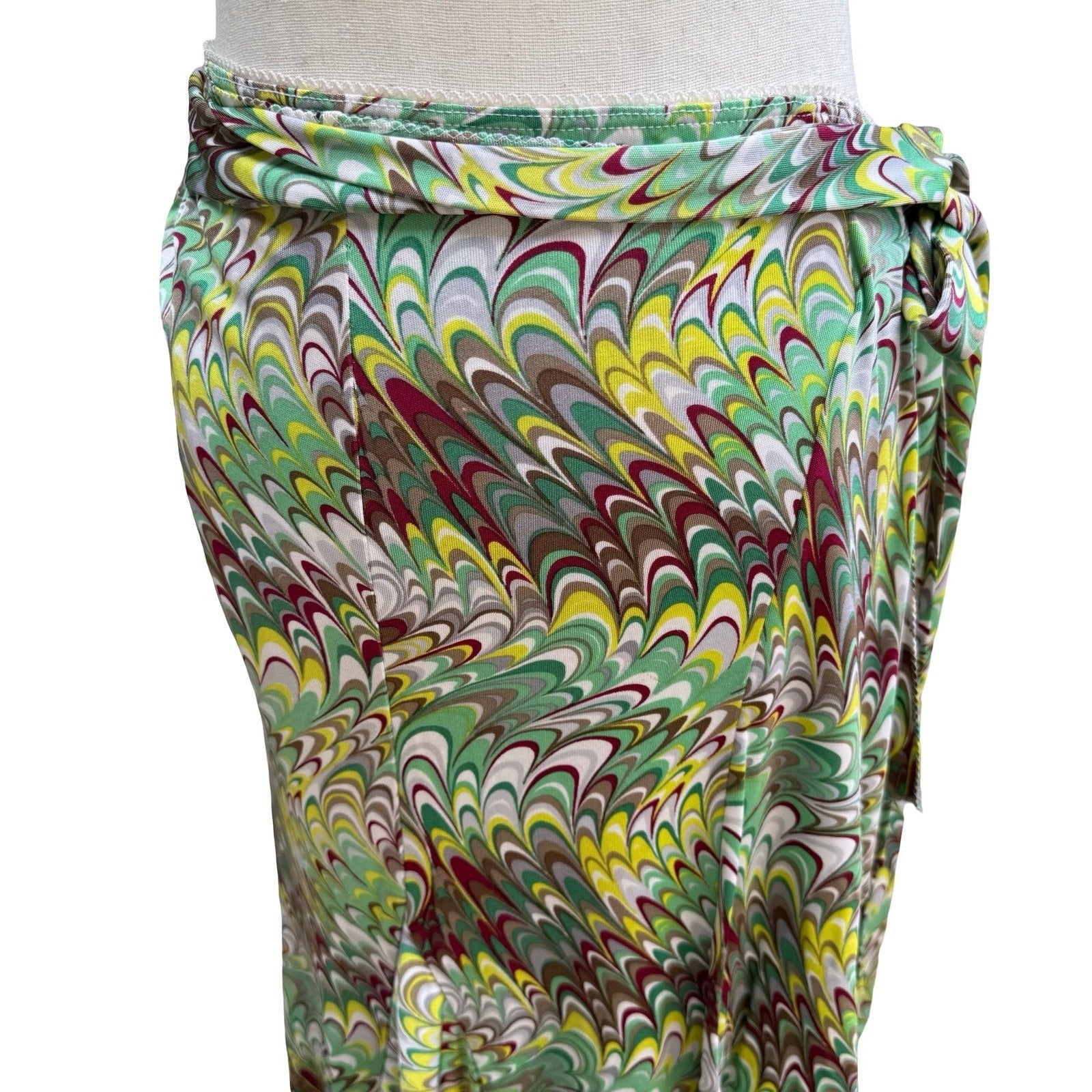 Poleci Y2K Mod Psychedelic Marble Swirl Wrap Skirt Asymmetrical Handkerchief S