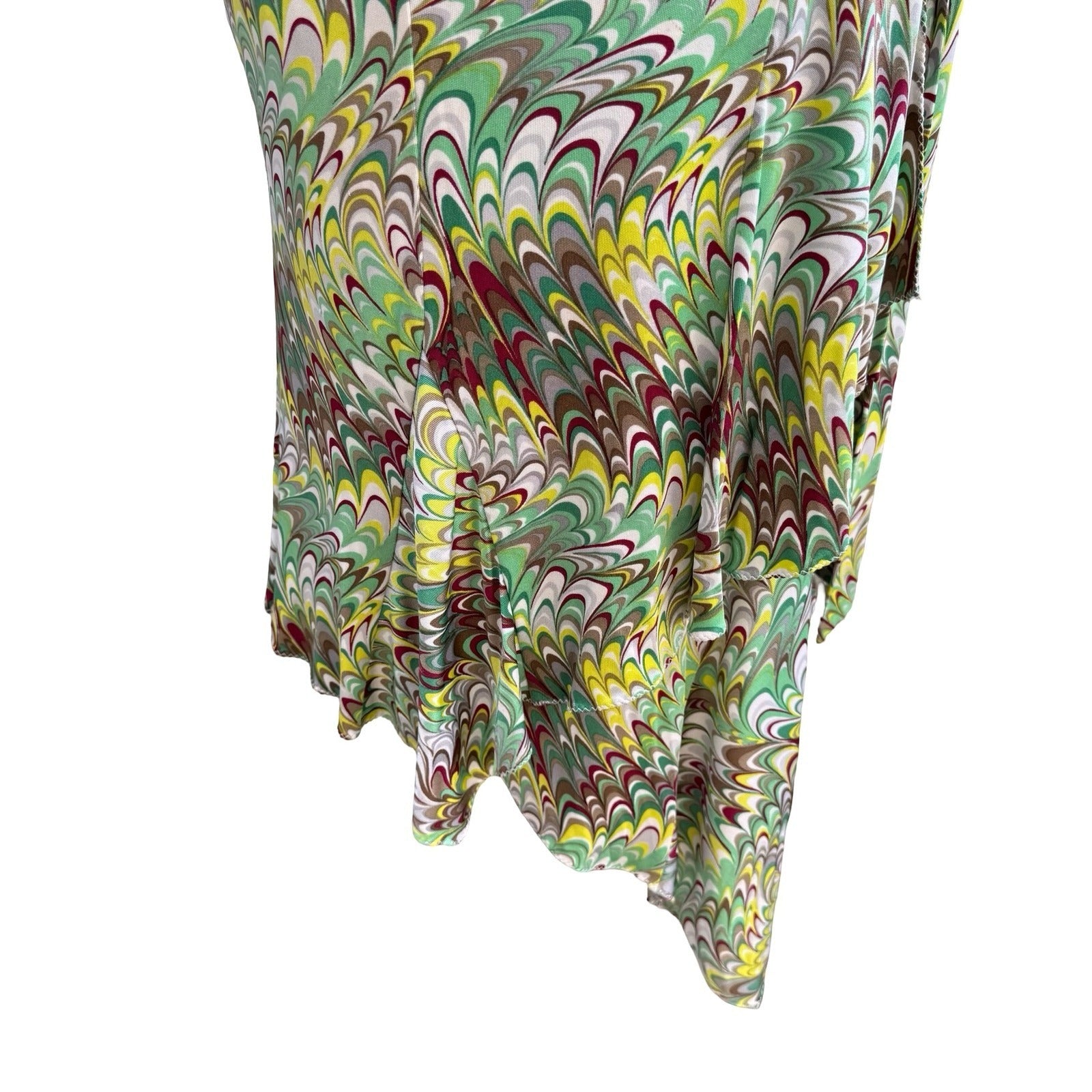 Poleci Y2K Mod Psychedelic Marble Swirl Wrap Skirt Asymmetrical Handkerchief S