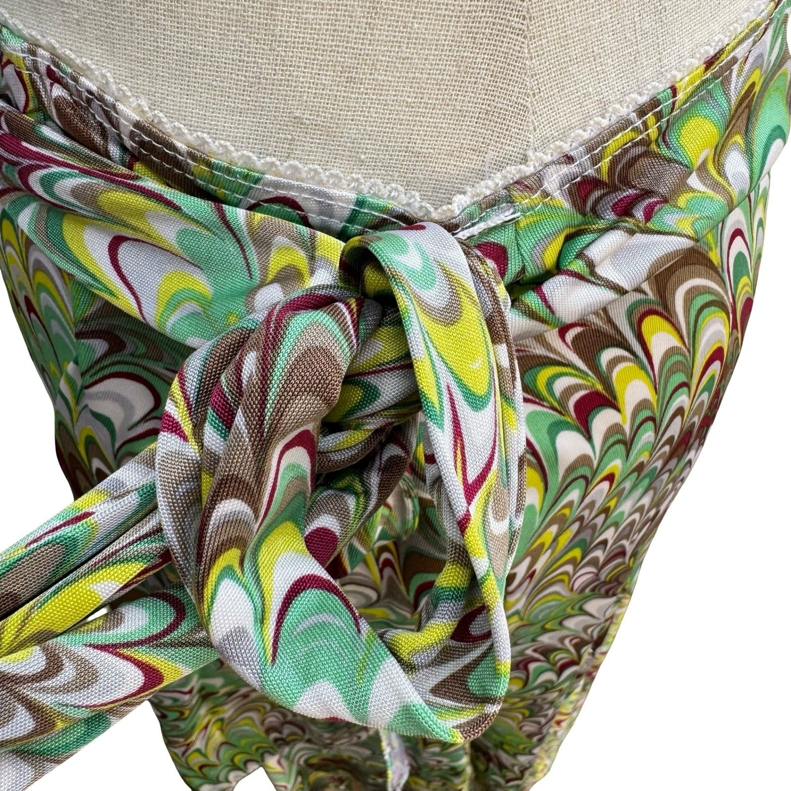 Poleci Y2K Mod Psychedelic Marble Swirl Wrap Skirt Asymmetrical Handkerchief S