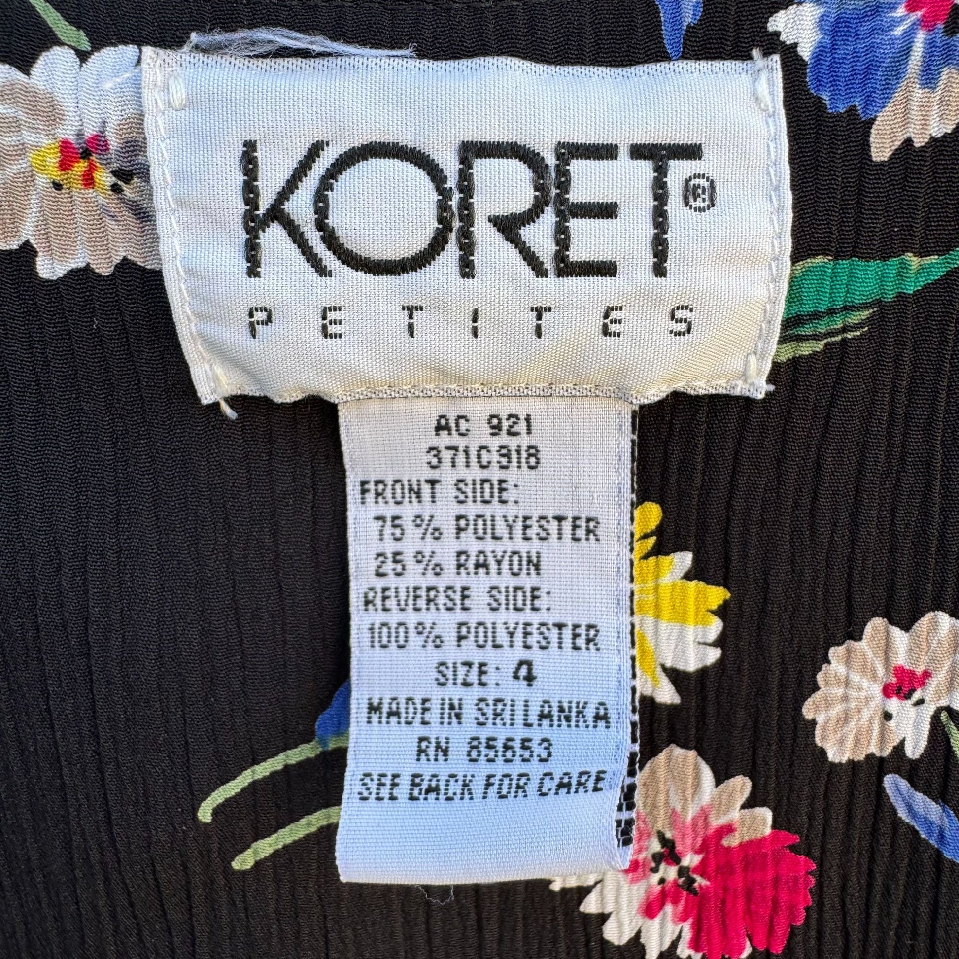 Koret Petites Vintage Floral Reversible Black & Gingham Button-Up Vest Womens 4