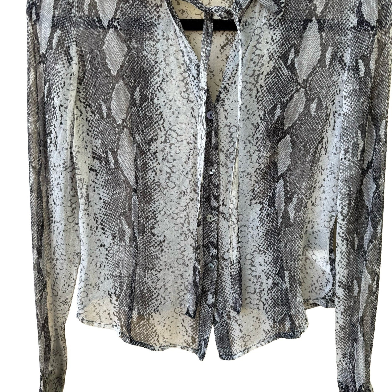 Laundry Shelli Segal Y2K Silk Snakeskin Print Tie Neck Blouse Mob Wife Indie 6