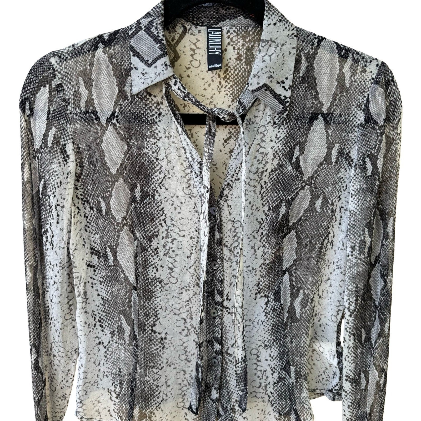 Laundry Shelli Segal Y2K Silk Snakeskin Print Tie Neck Blouse Mob Wife Indie 6