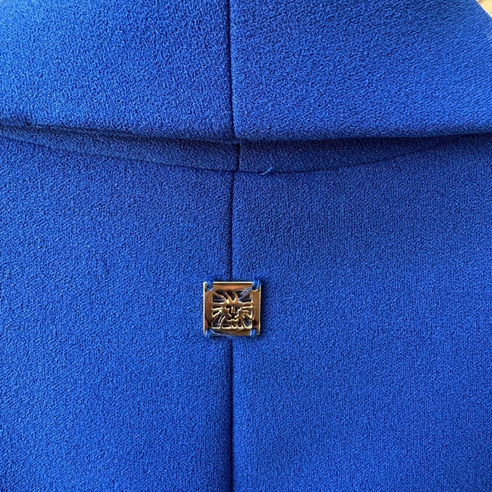 Anne Klein Minimalist Open Front 3/4 Cuffed Sleeve Blazer Jacket Blue L NEW