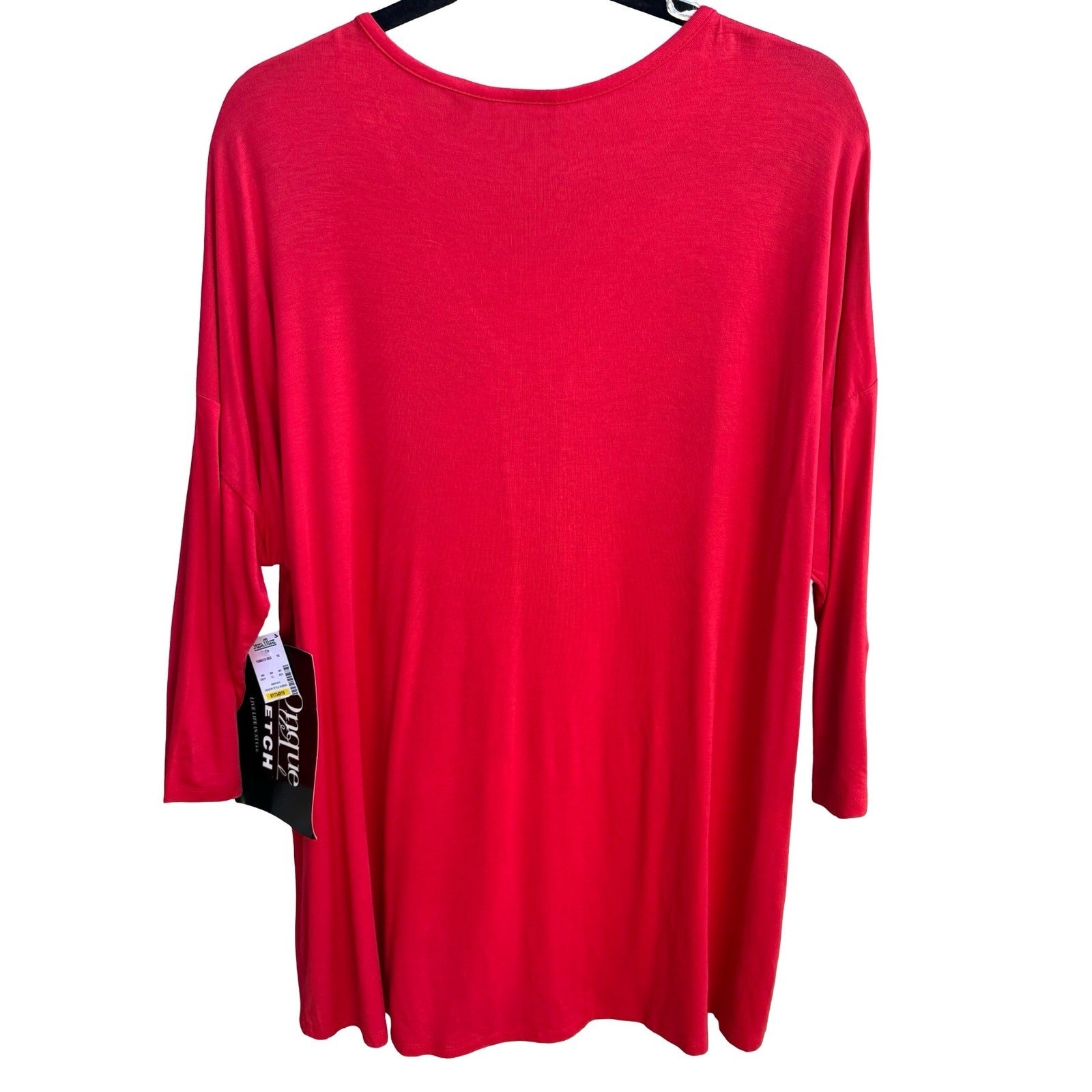 Onque Casual Nautical Sailor Girl Lace Up Grommet V-Neck Tunic Tomato Red 1X NWT
