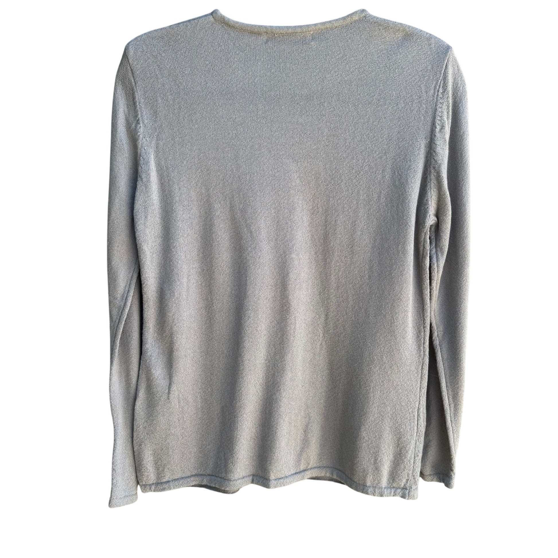 Carolyn Taylor Essentials Y2K Womens Gray V-Neck Button Up Cardigan Sweater S/C