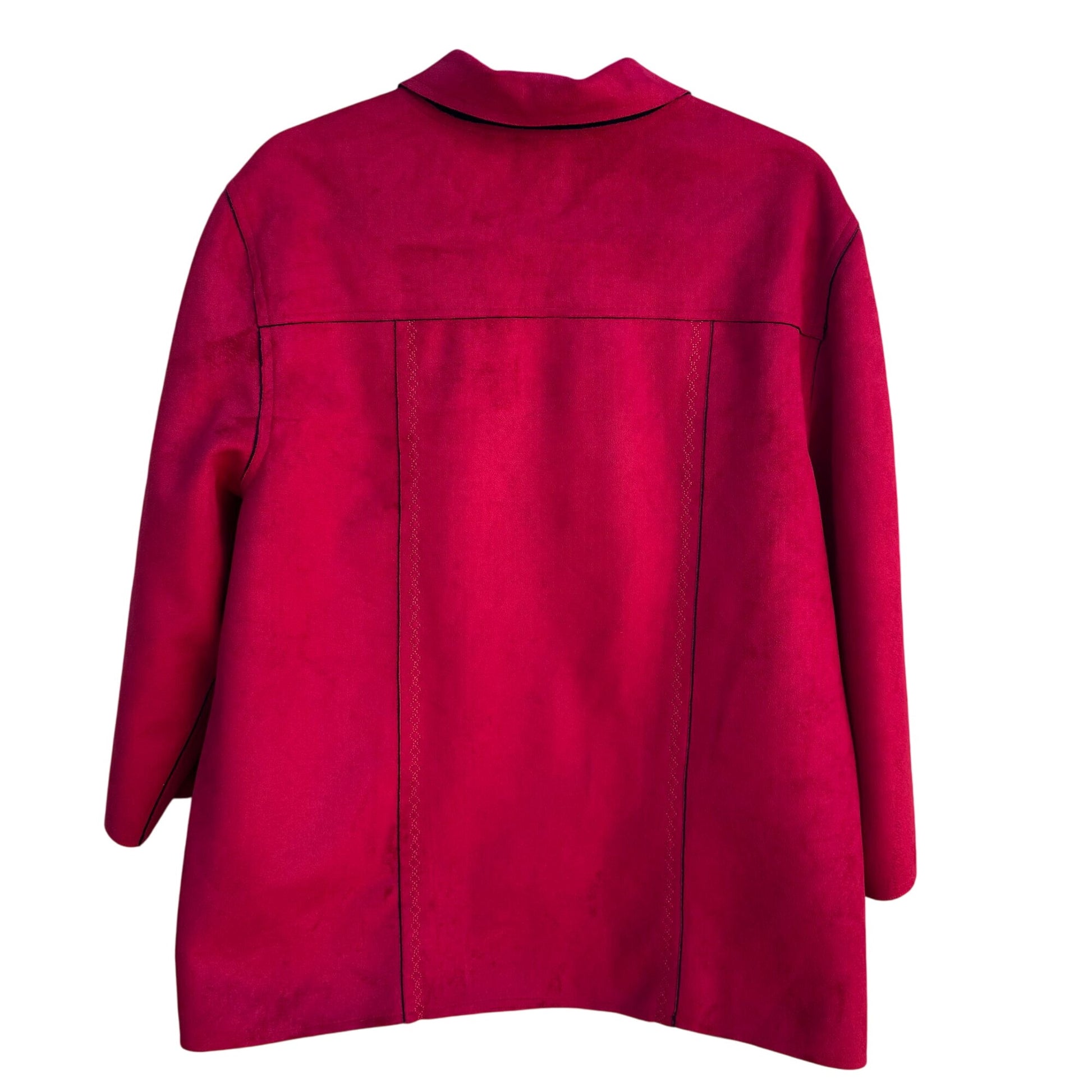 Alfred Dunner Faux Suede Raw Edge Red Zip Front Pocket Western Jacket Womens 16