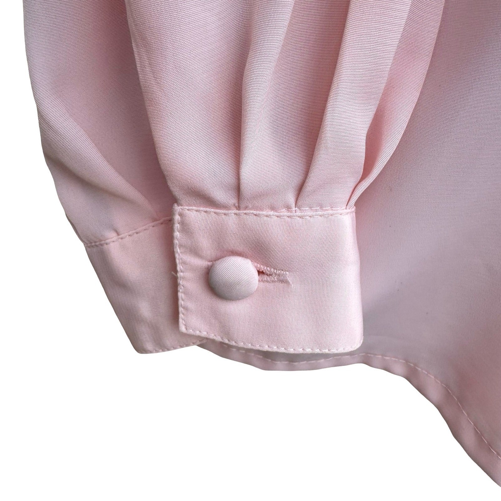 Vintage Pastel Pink Embroidered Lace Blouse Long Sleeve Romantic Pintuck Top