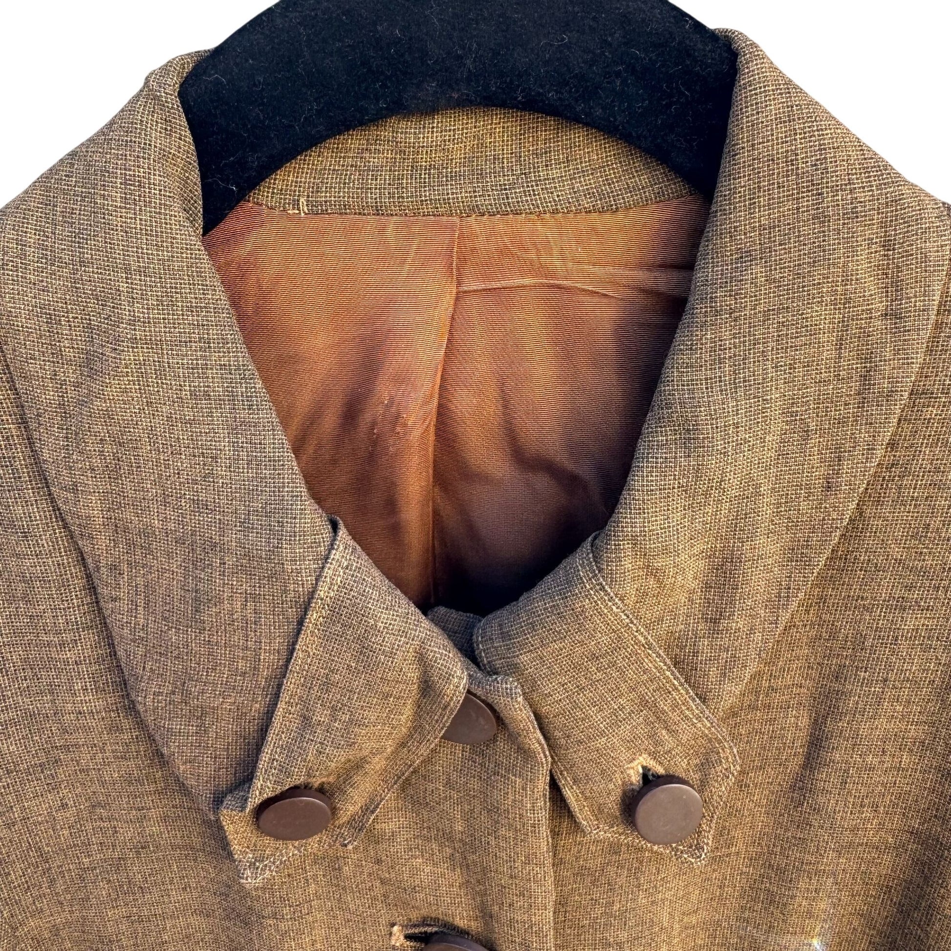 Weathervane Handmacher Vintage 50s 60s Brown Womens Button Jacket Skirt Suit Set