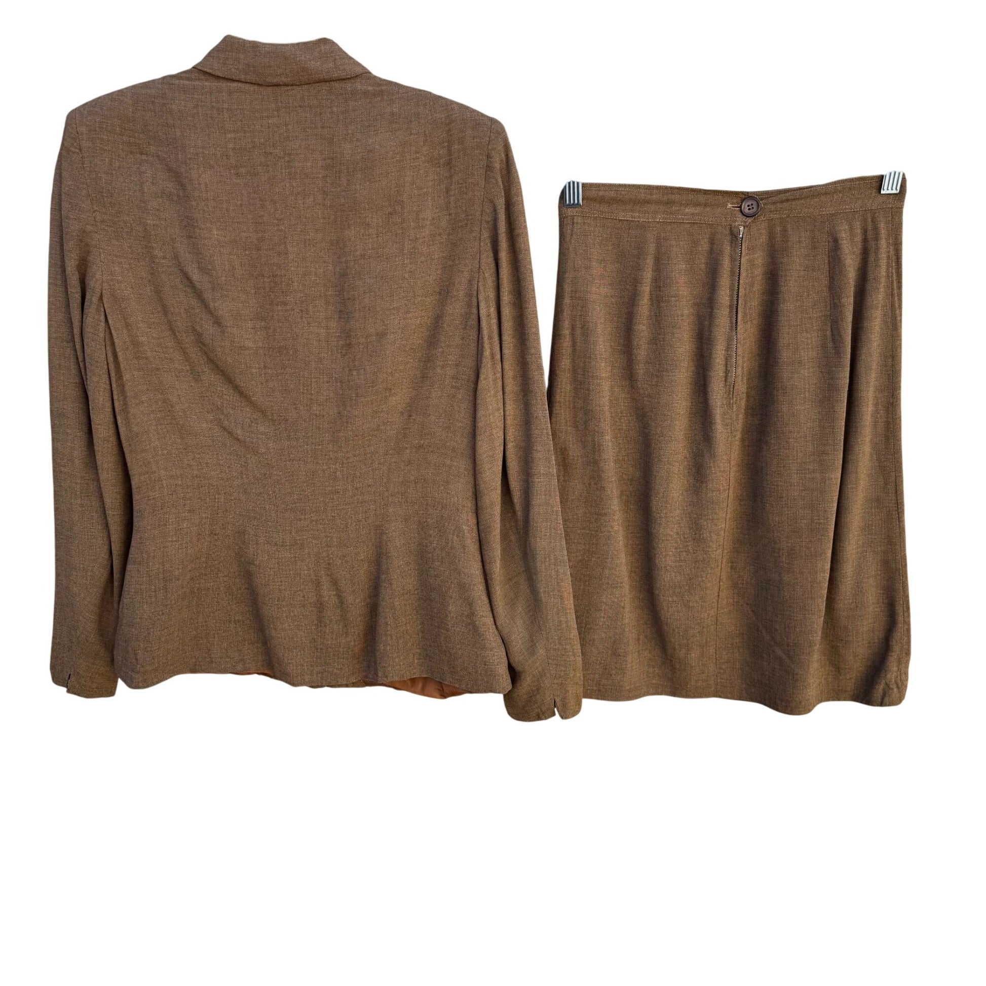 Weathervane Handmacher Vintage 50s 60s Brown Womens Button Jacket Skirt Suit Set