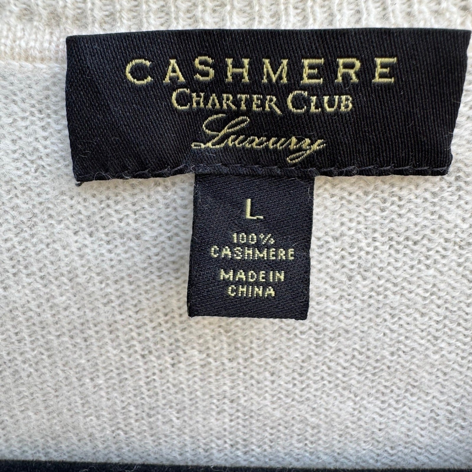 Charter Club Luxury Cashmere Old Money Preppy Minimalist Sweater Ivory Womens L