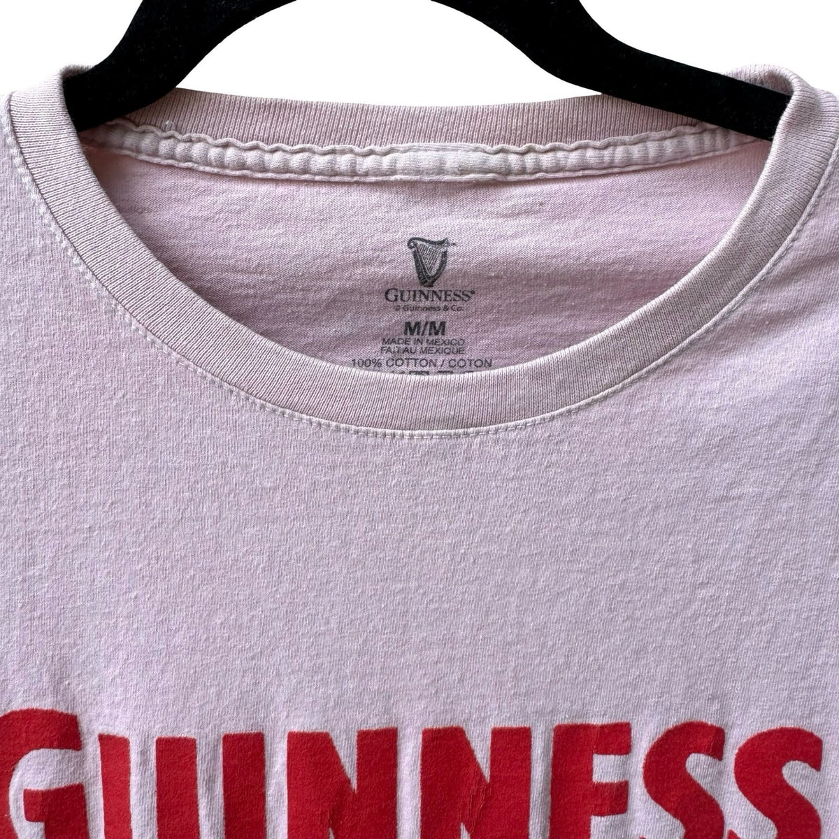 Guinness Lovely Day Graphic Irish Beer Horse Cart Graphic T-Shirt Pastel Pink M