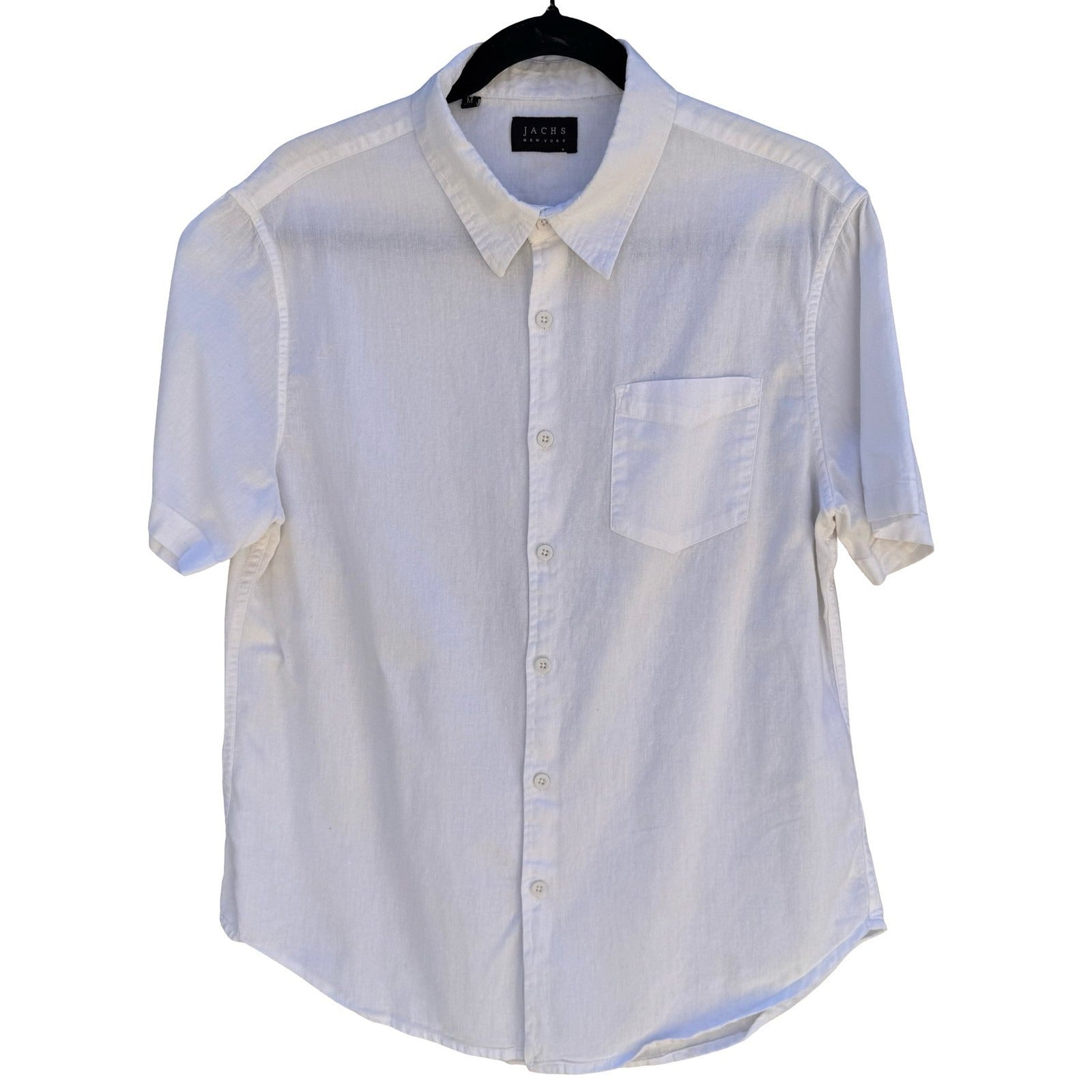 Jachs New York Linen Blend Coastal Minimalist Shirt Mens M White Resort Preppy