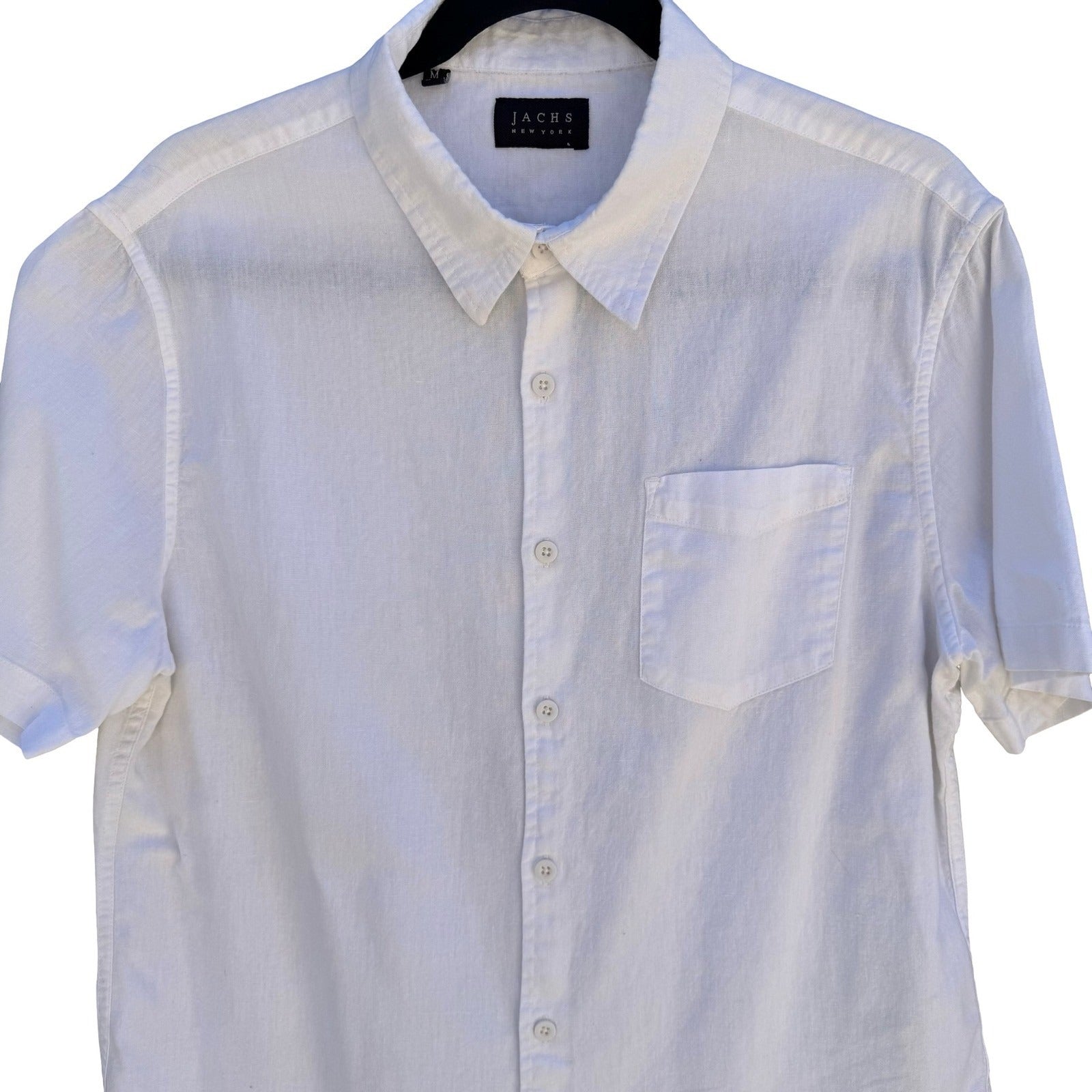 Jachs New York Linen Blend Coastal Minimalist Shirt Mens M White Resort Preppy