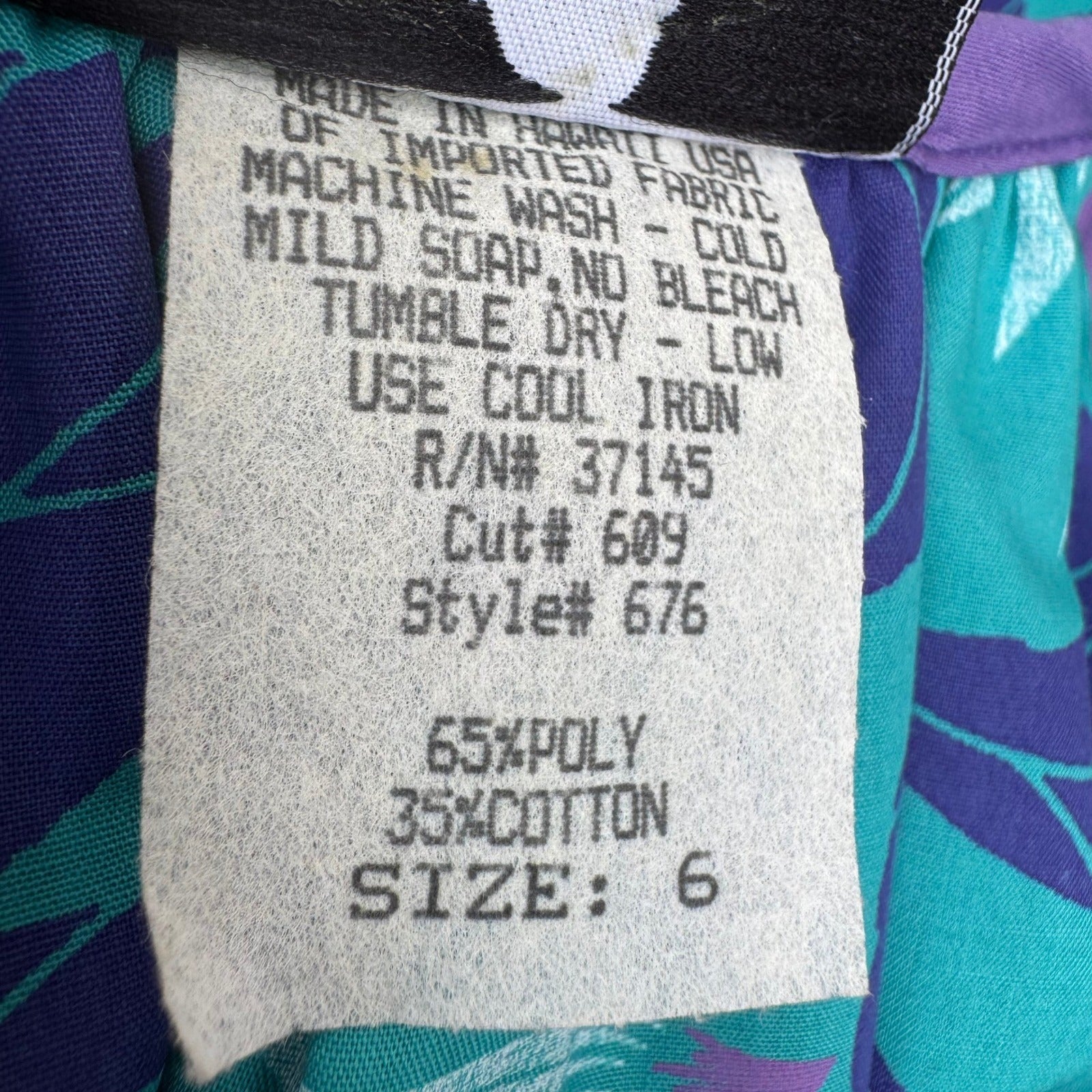 Hilo Hattie Teal Purple Floral Ruffle Muumuu Maxi Dress Made in Hawaii 676 Sze 6
