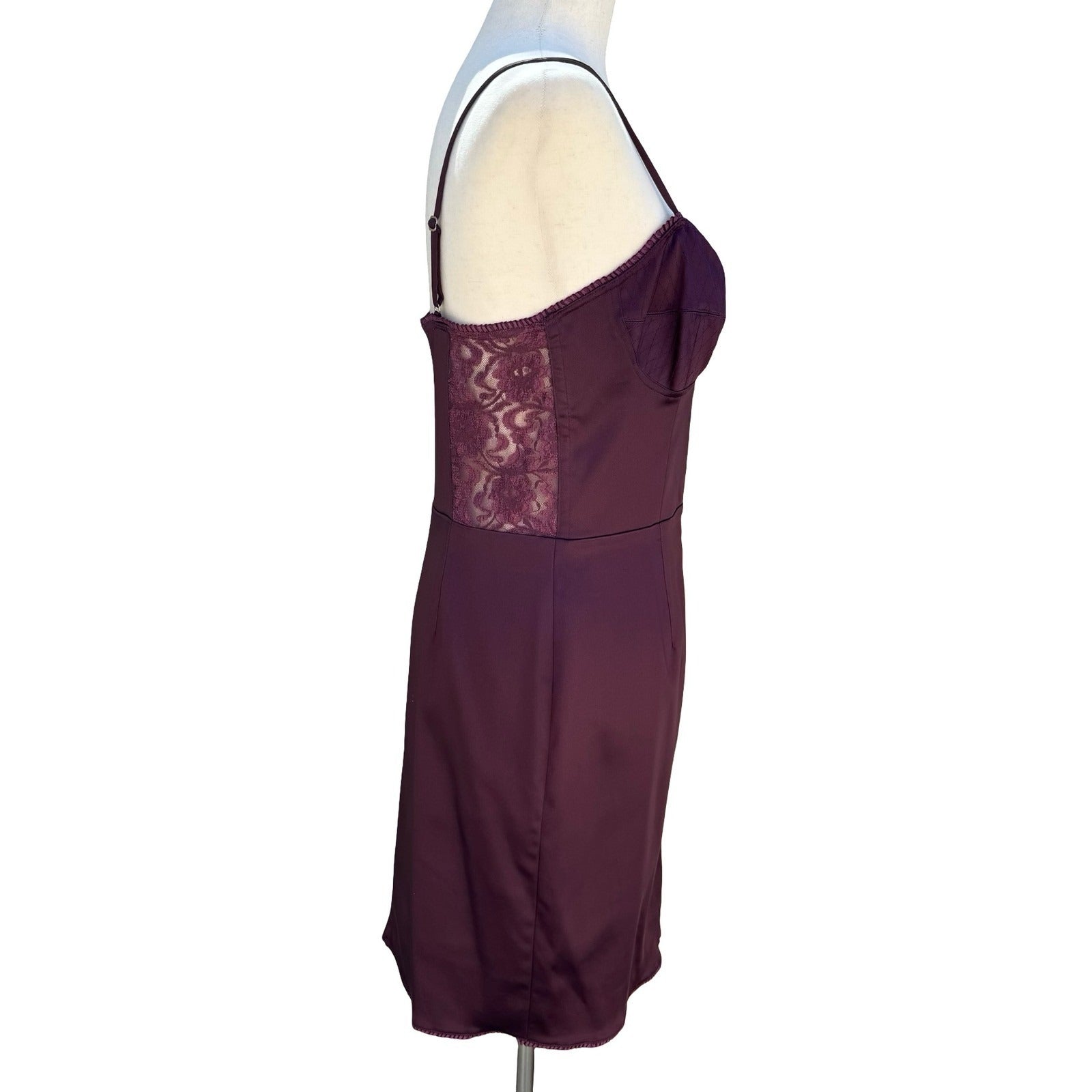 Betsey Johnson Plum Quilted Corset Bodycon Dress Lace Side Zip Witchy Gothic