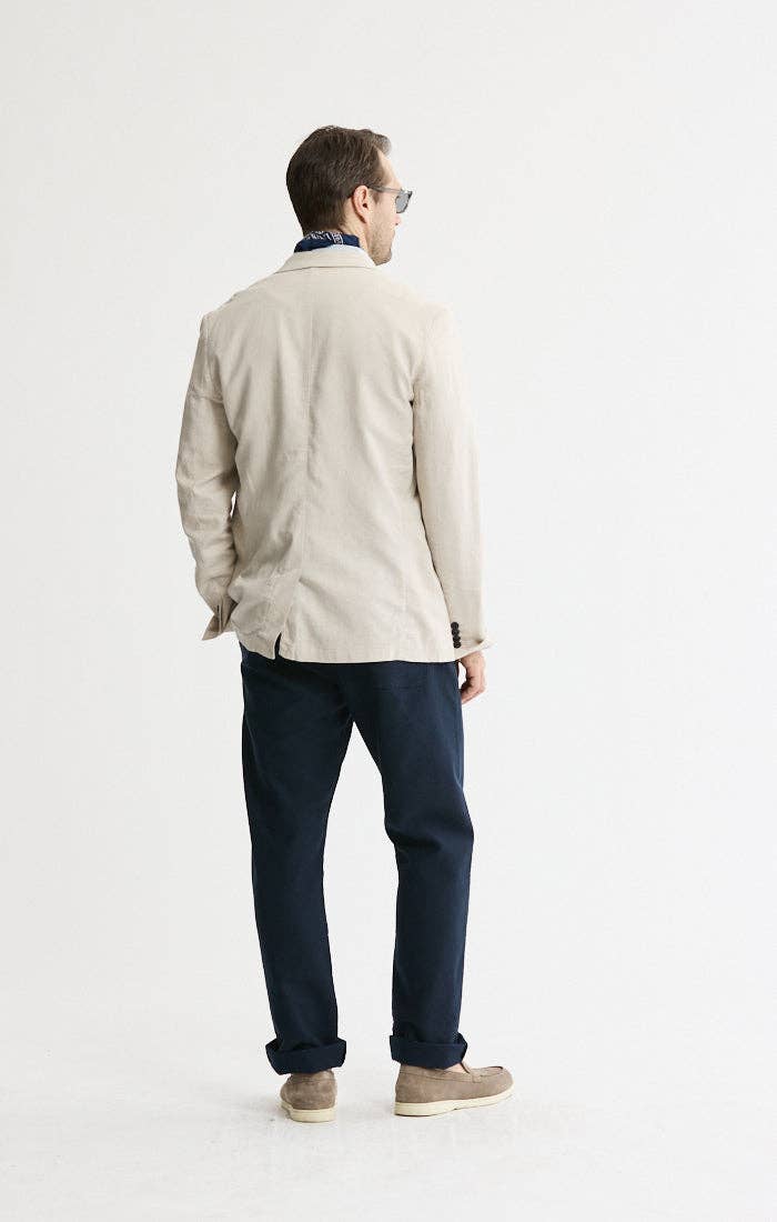 Linen Blend Blazer: INDIGO / M