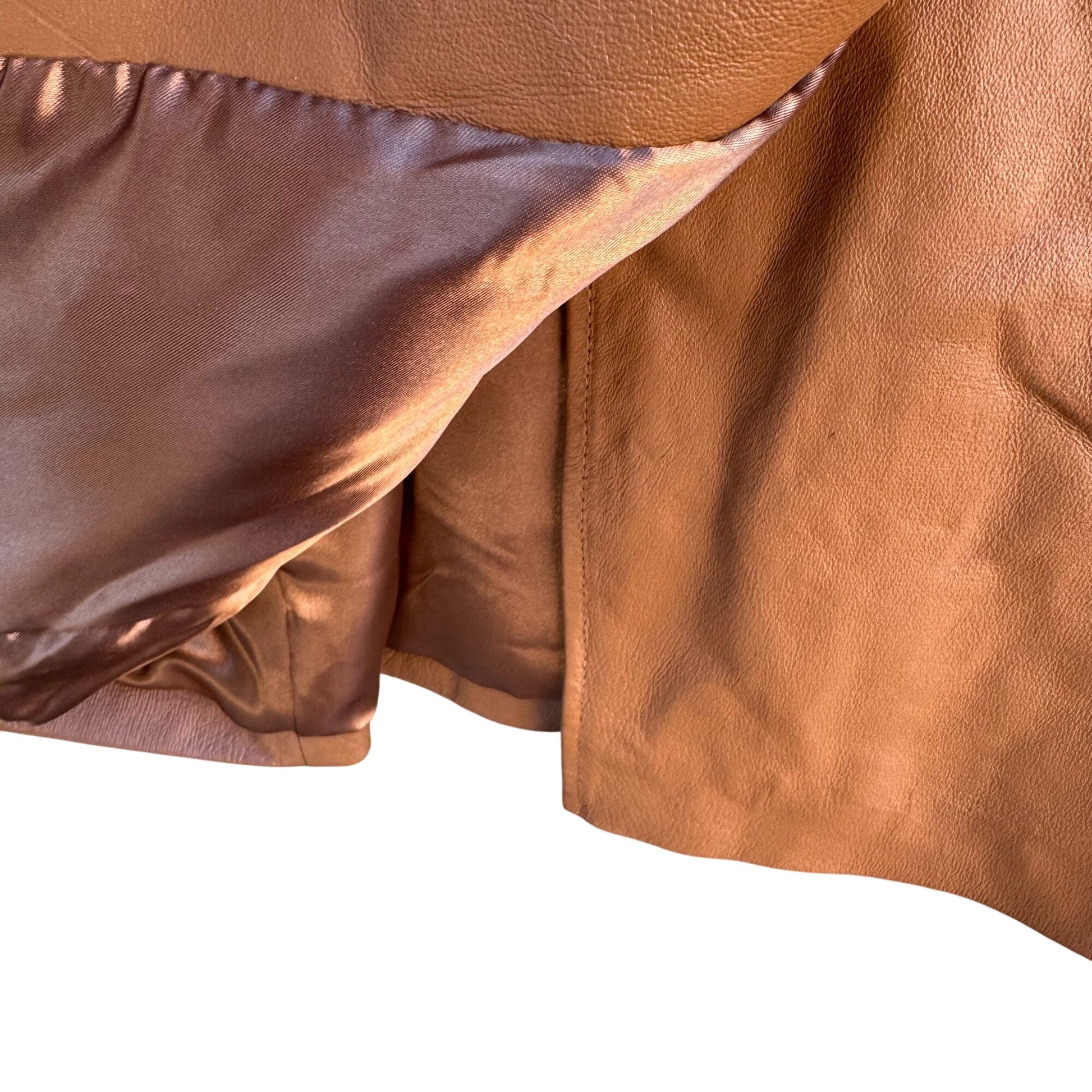 Terry Lewis Vintage Womens Leather Brown Double-Breasted Belted Trench Coat S