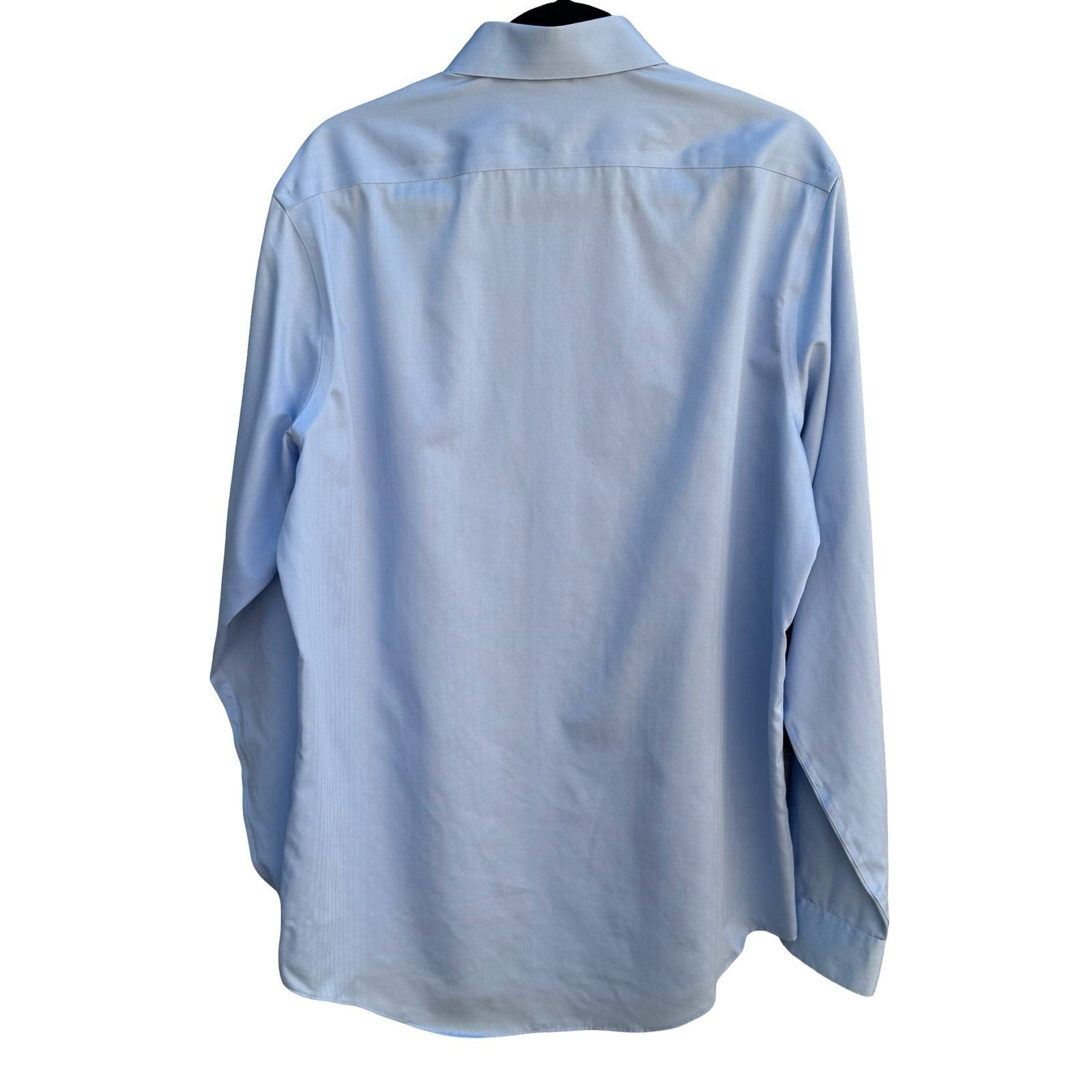 Joseph Abboud Mens Slim Fit Dress Shirt 16 36/37 Tall Blue Herringbone Non-Iron