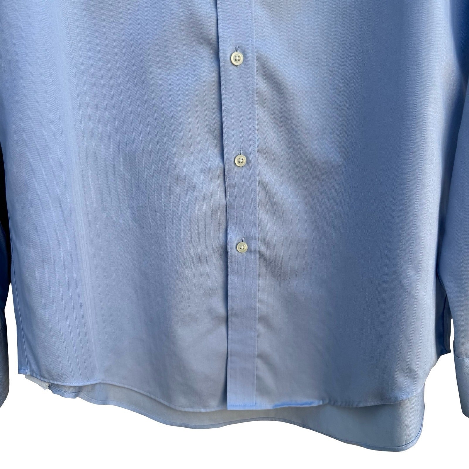 Joseph Abboud Mens Slim Fit Dress Shirt 16 36/37 Tall Blue Herringbone Non-Iron