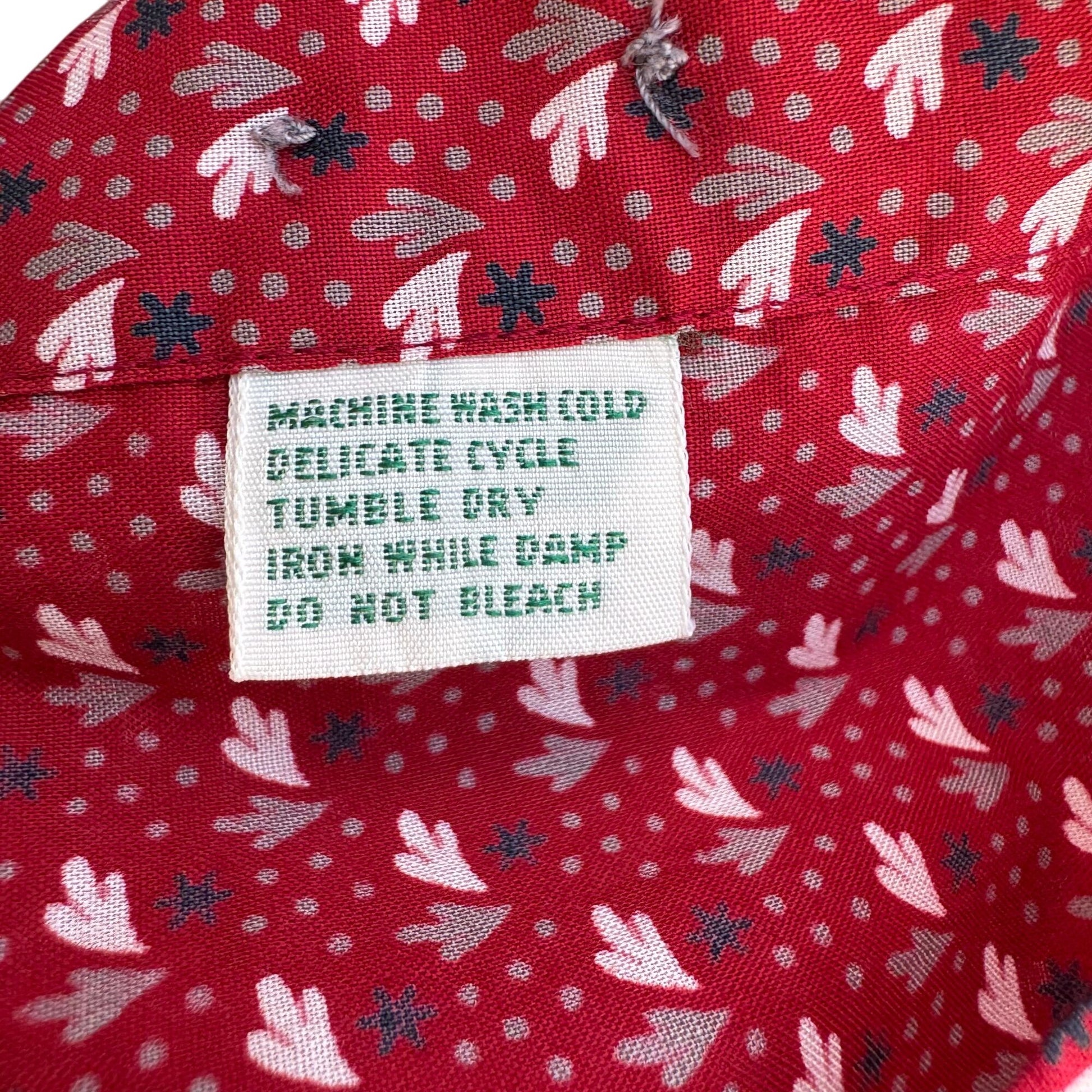 Foxcroft Vintage Womens Red White Button-Up Bow Detail Balloon Sleeve Blouse