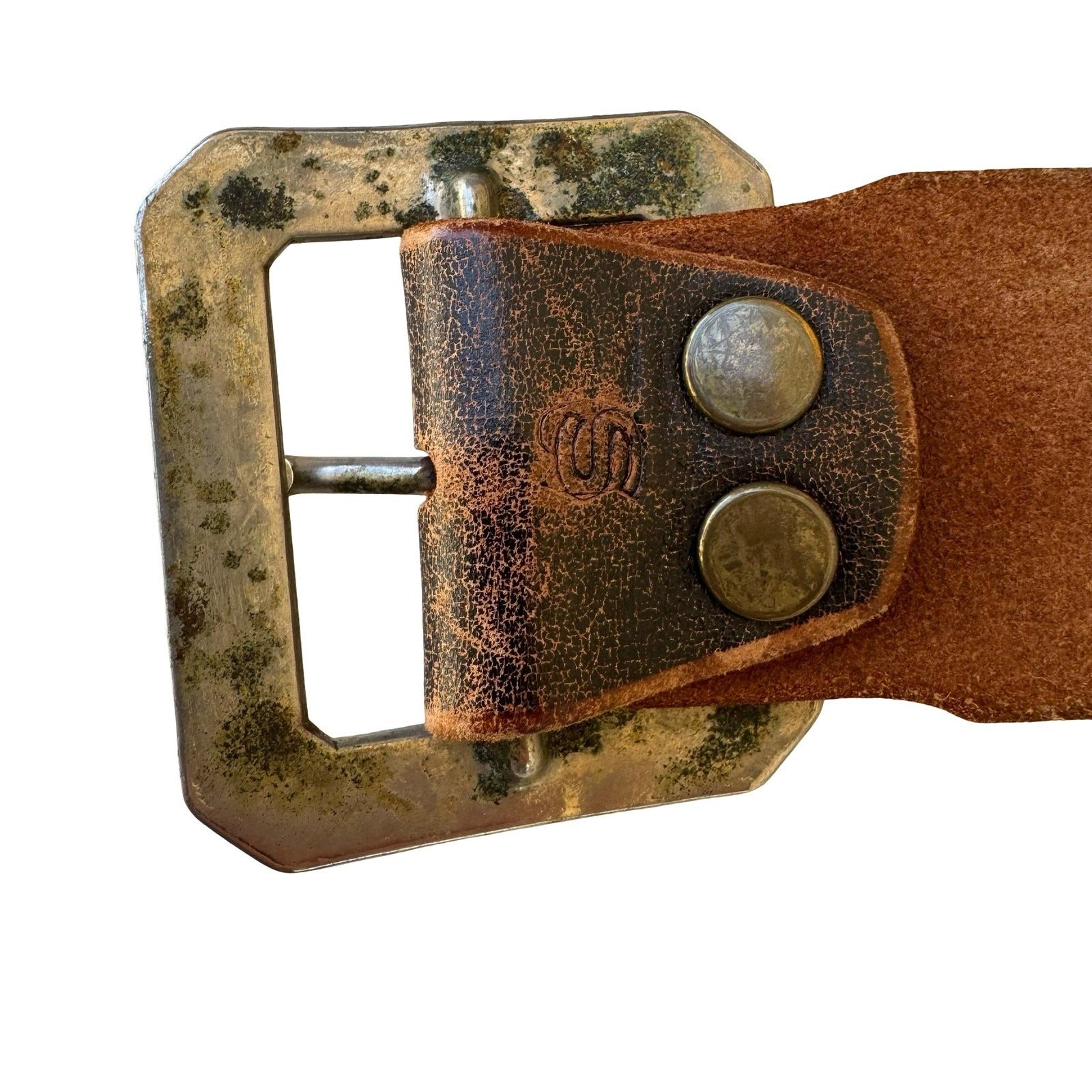 Streets Ahead Vintage Brown Leather Studded Iron Cross Biker Goth Punk Emo Belt