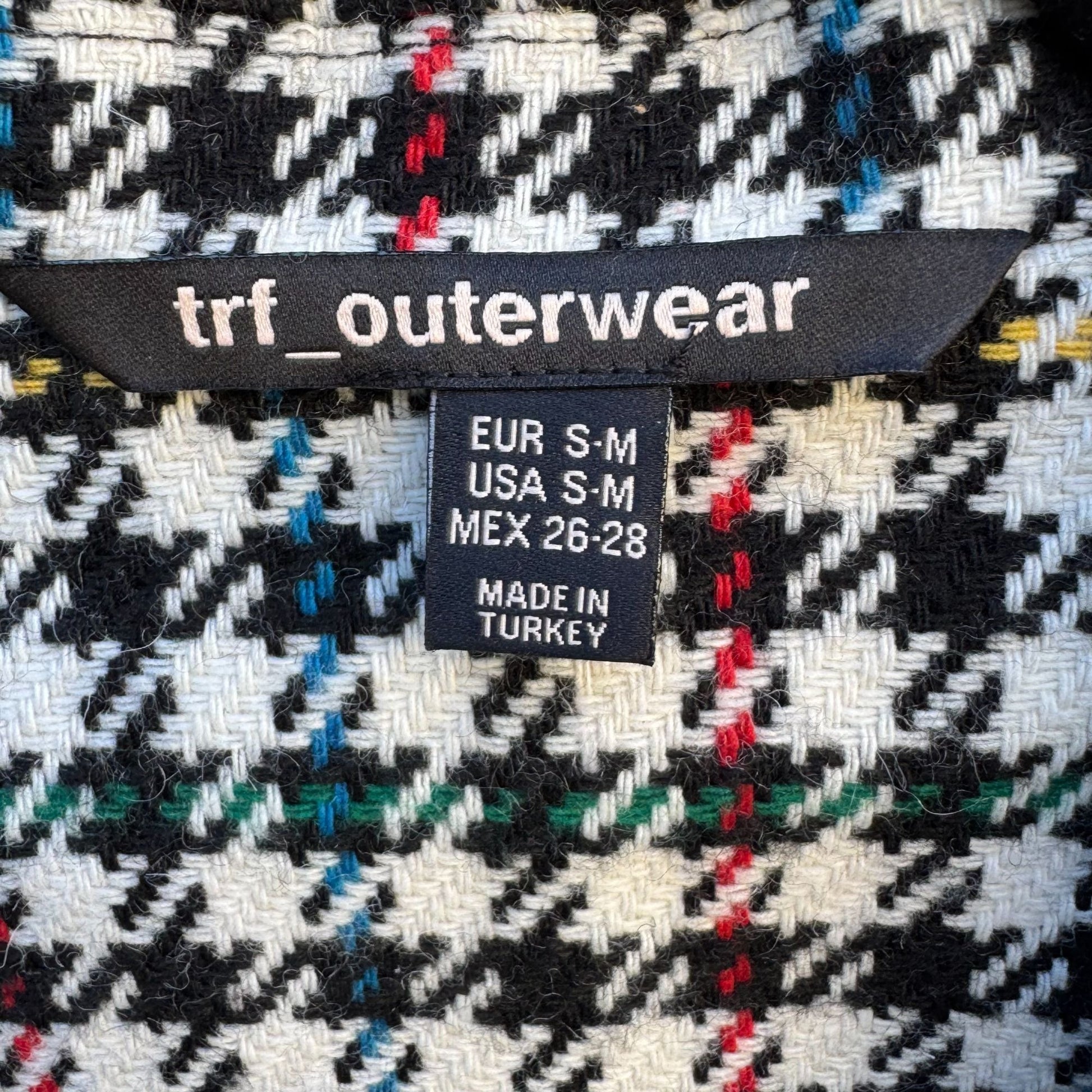 Trf Outerwear Zara Vintage-Style Plaid Blazer Coat S-M Houndstooth Wool Blend