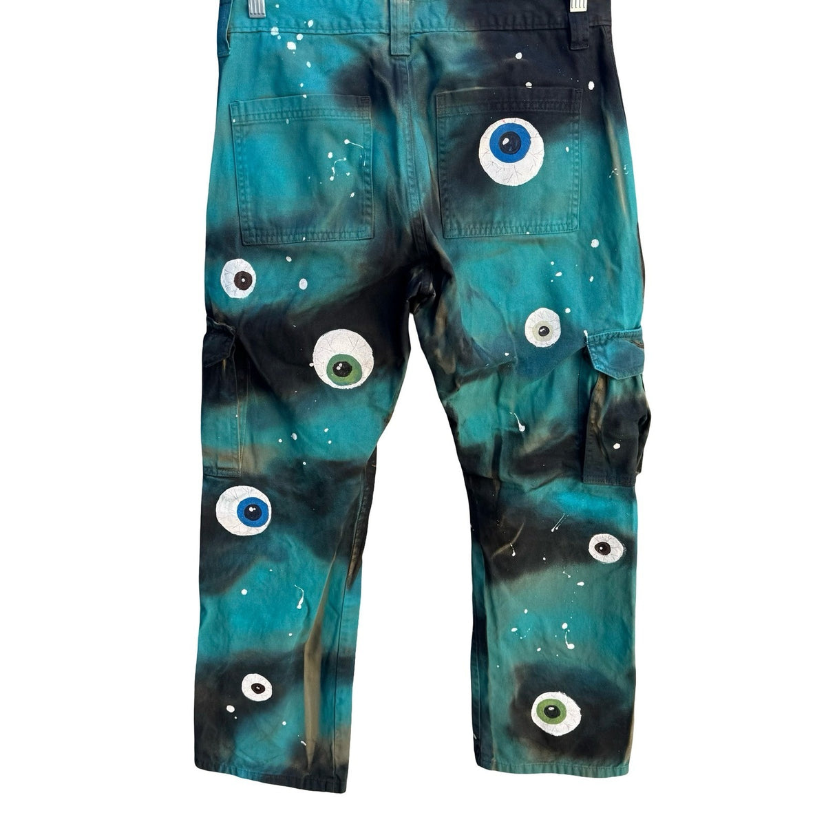 Wrangler Custom Hand Painted Eyeball Cargo Pants Art Surrealism Streetwear 32x29