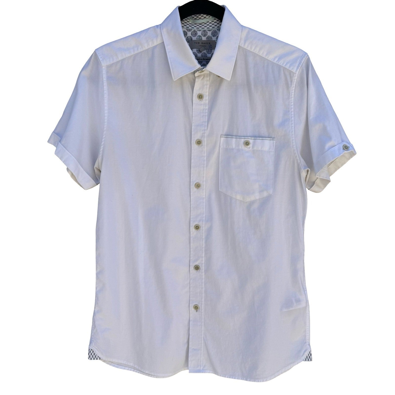 Ted Baker London Mens S Wallabi White Button Down Shirt Minimalist Preppy Summer