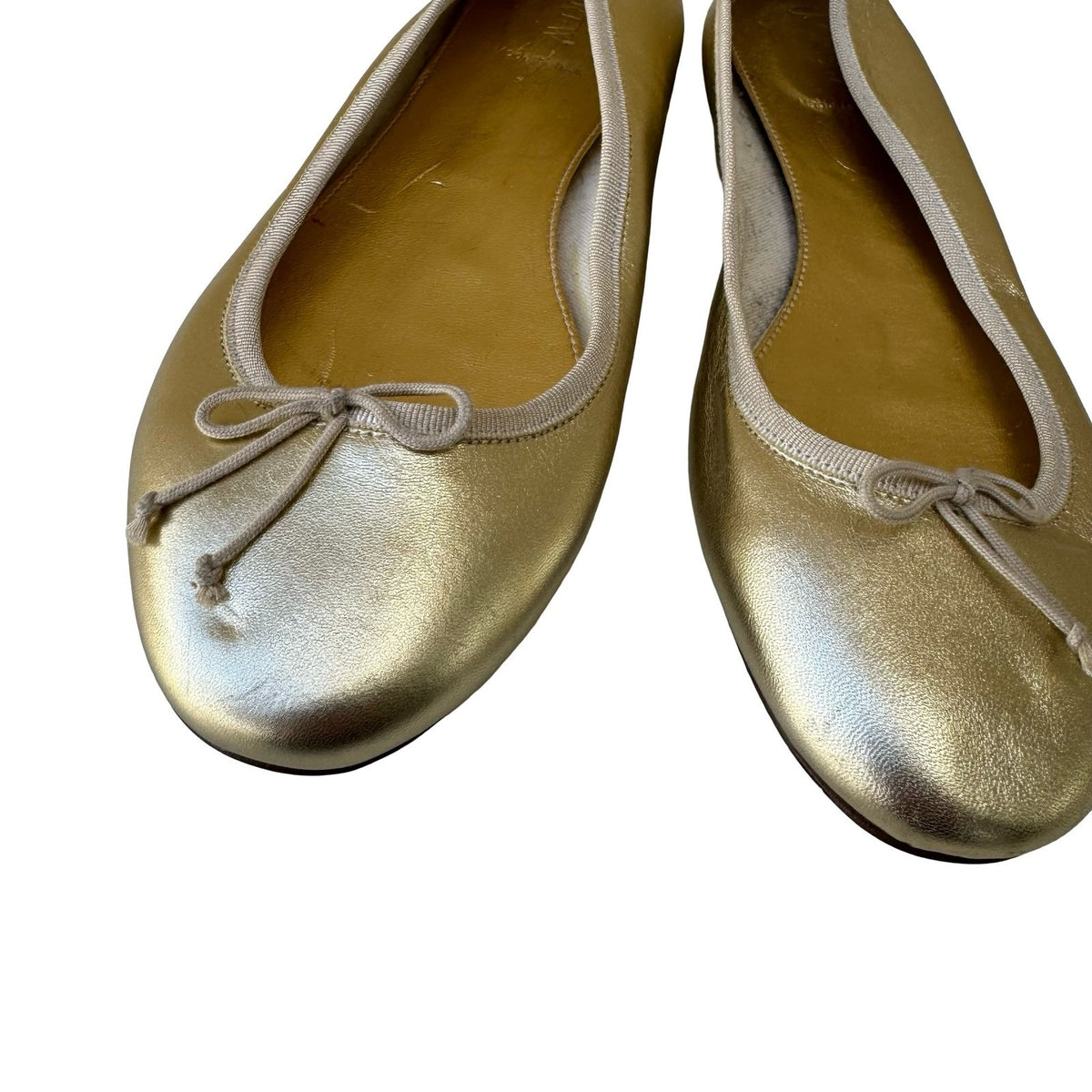J.Crew Metallic Italian Leather Balletcore Feminine Bow Flats Gold Womens 11