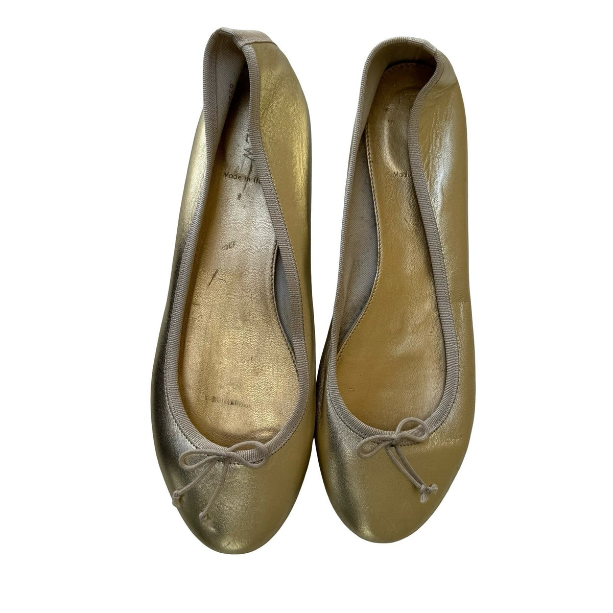 J.Crew Metallic Italian Leather Balletcore Feminine Bow Flats Gold Womens 11