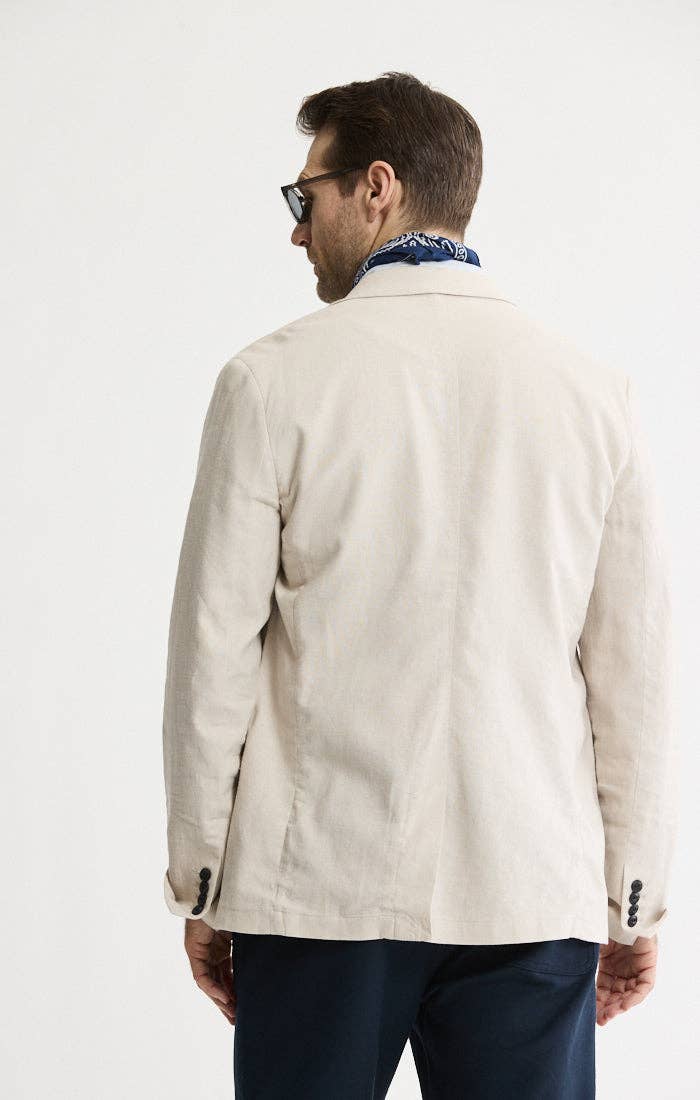 Linen Blend Blazer: INDIGO / L