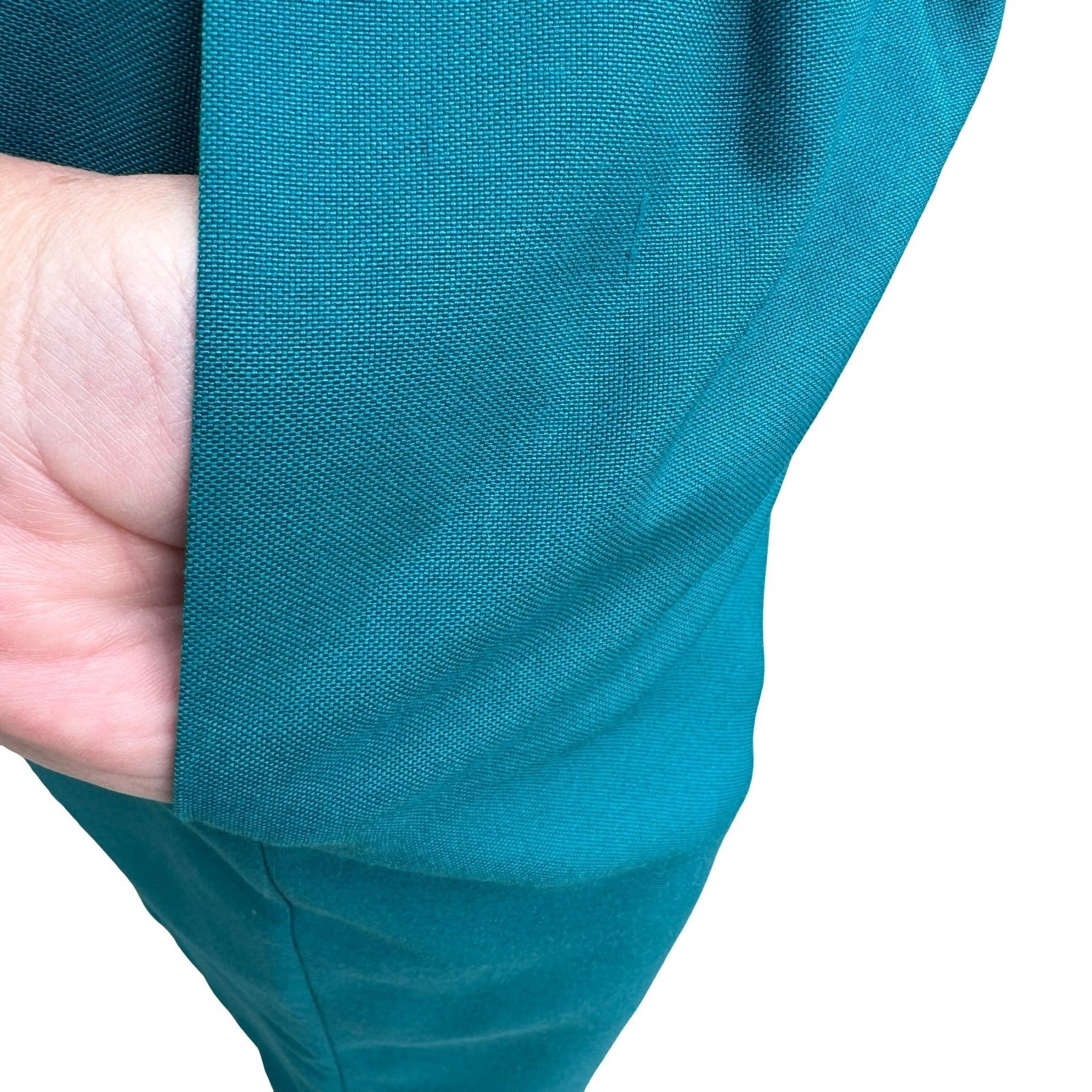 Morgan Miller Vintage 90s Teal Asymmetrical Peplum Blazer Skirt Power Suit Set 4