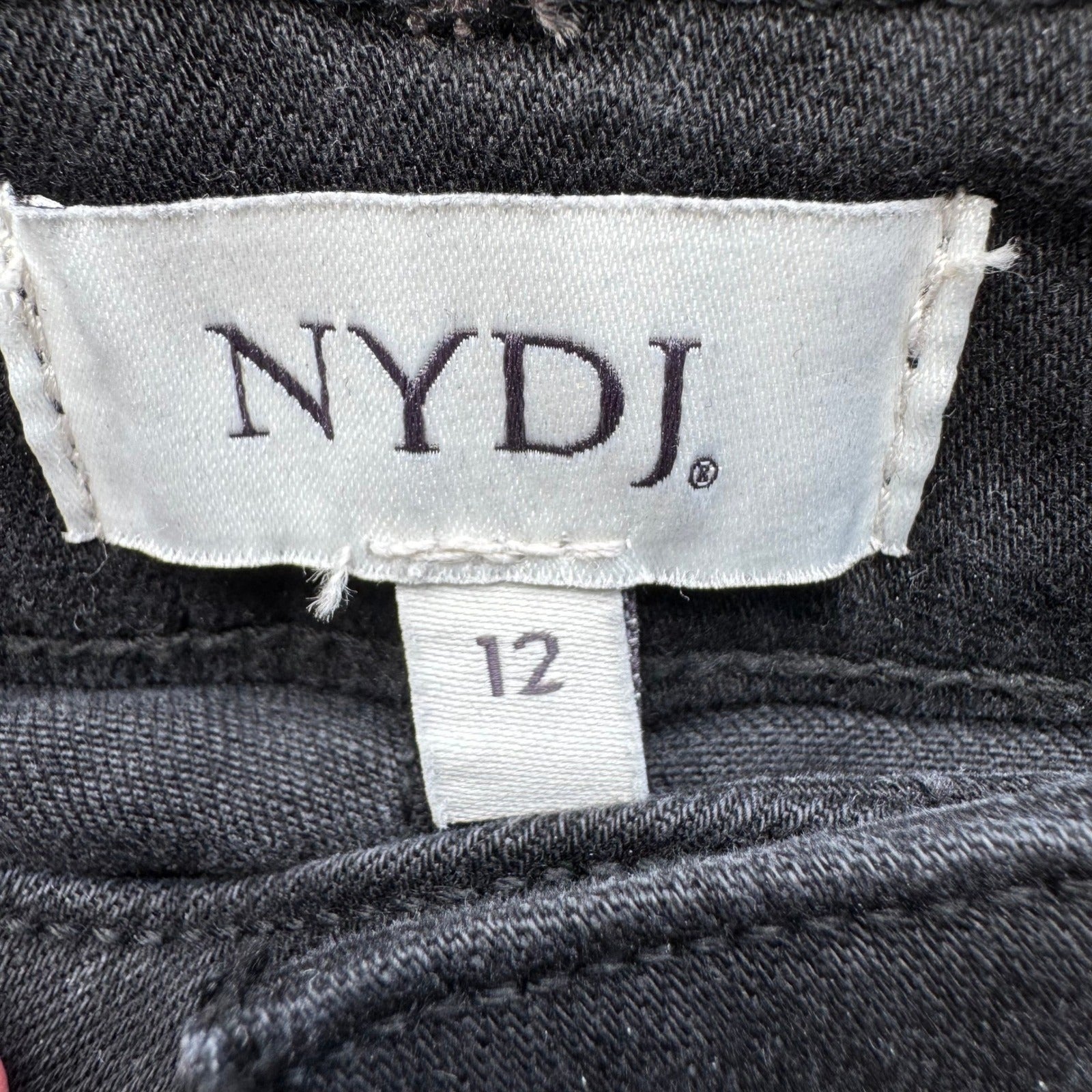 NYDJ Womens 12 Black Straight Leg Denim Jeans Lift Tuck Technology Stretch Comfy