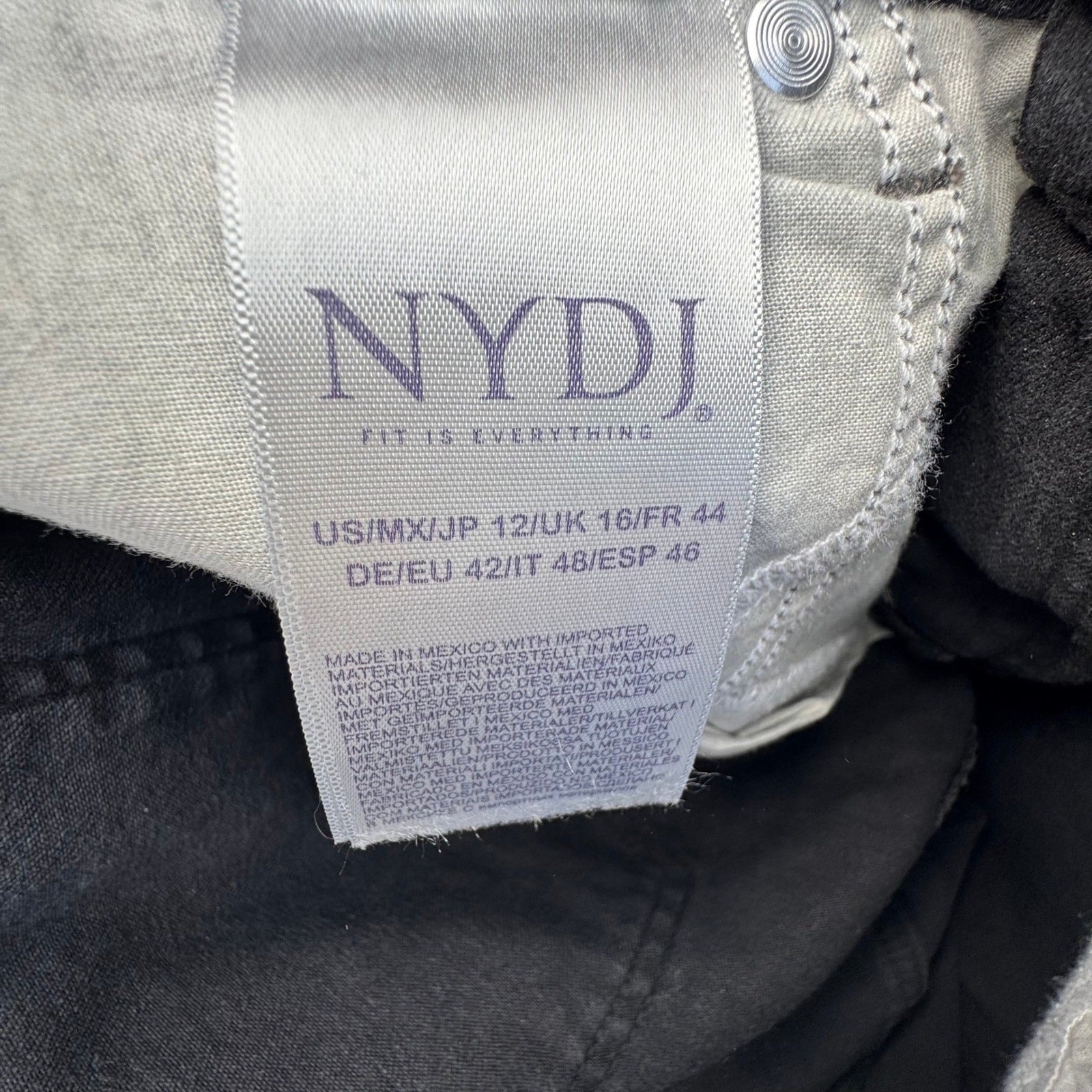 NYDJ Womens 12 Black Straight Leg Denim Jeans Lift Tuck Technology Stretch Comfy